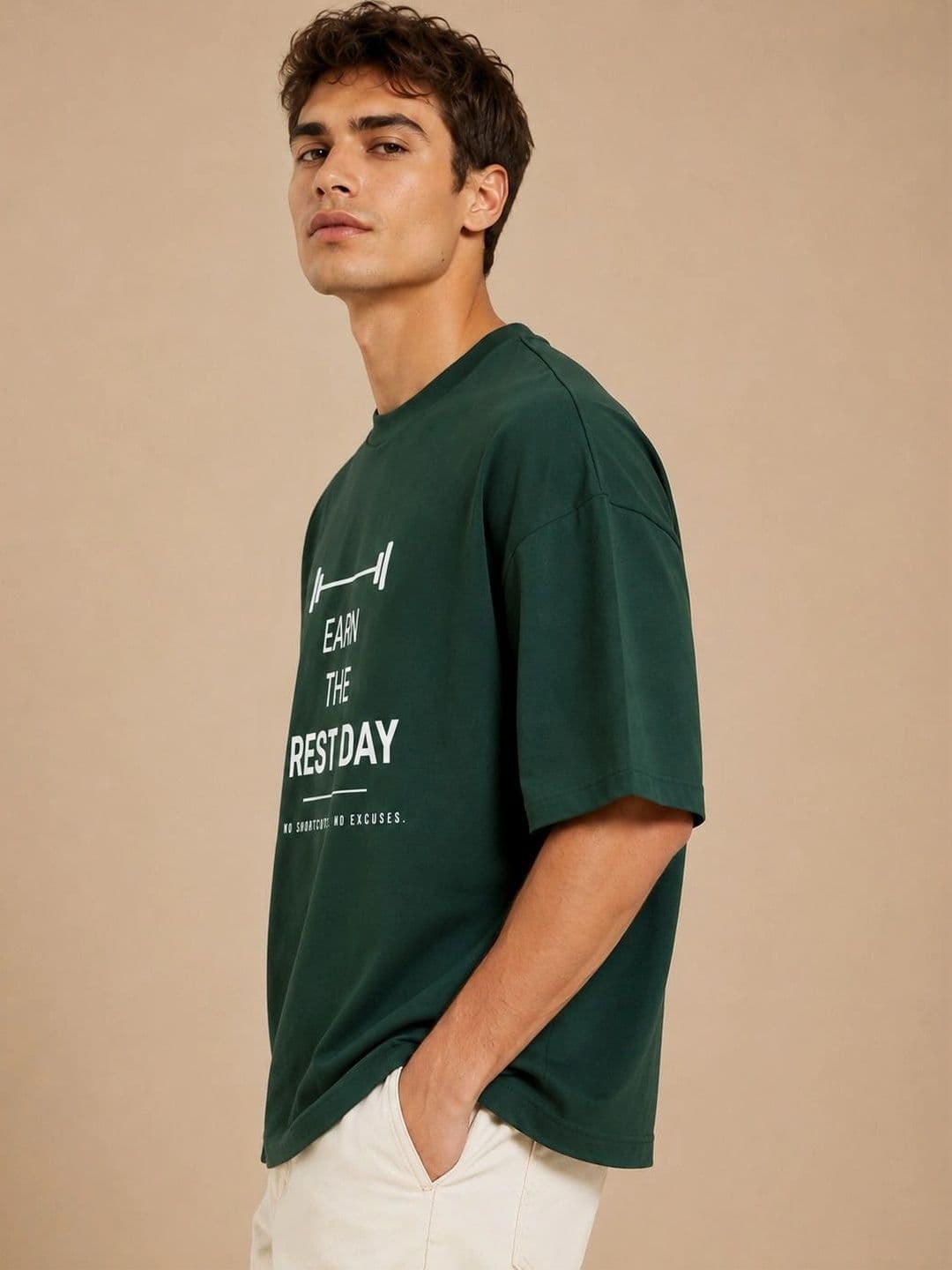 Mast & Harbour Men Typography Printed Drop-Shoulder Sleeves T-shirt thumbnail 5