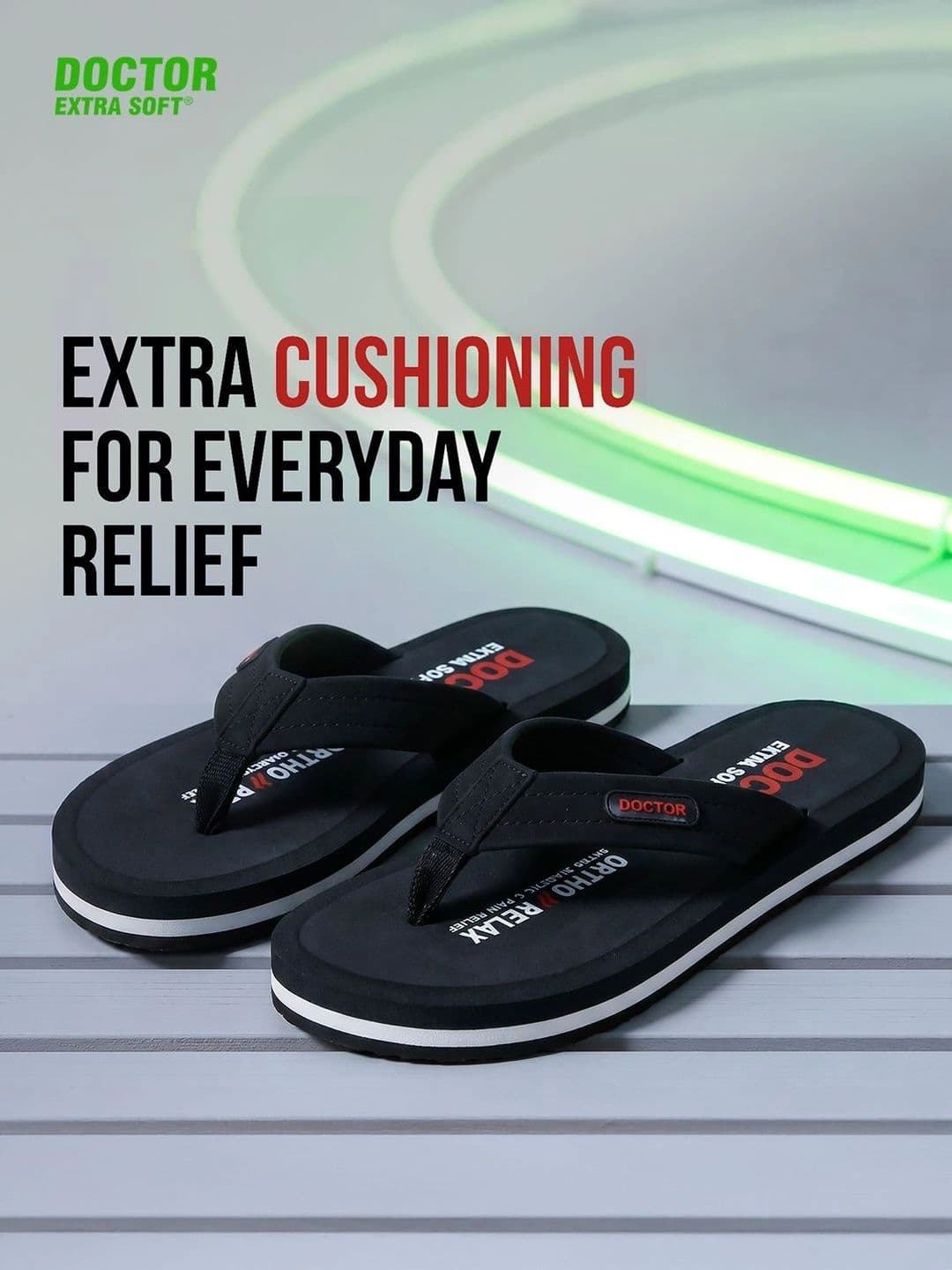 DOCTOR EXTRA SOFT Men Non-Allergenic Sweat Wicking Anti-Skid Thong Flip-Flops thumbnail 2
