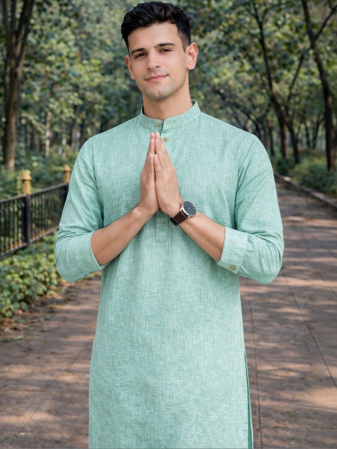 Anouk Men Cotton Linen Long Kurta thumbnail 5