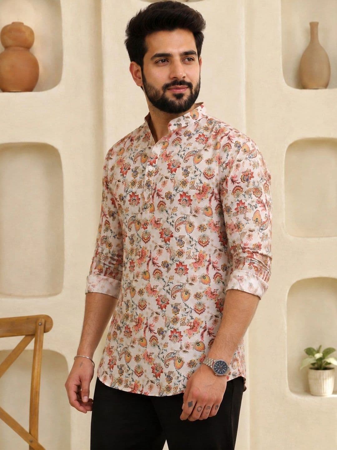 Anouk Men Floral Printed Floral Kurta - view 1