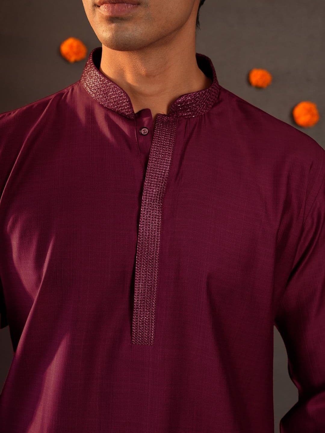 Anouk Men Button Patti Embroidery Straight Kurta thumbnail 7