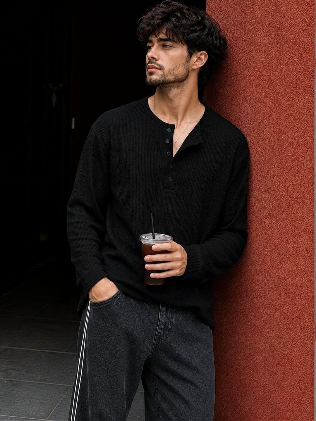 HOODLER Men Henley Neck T-shirt thumbnail 3