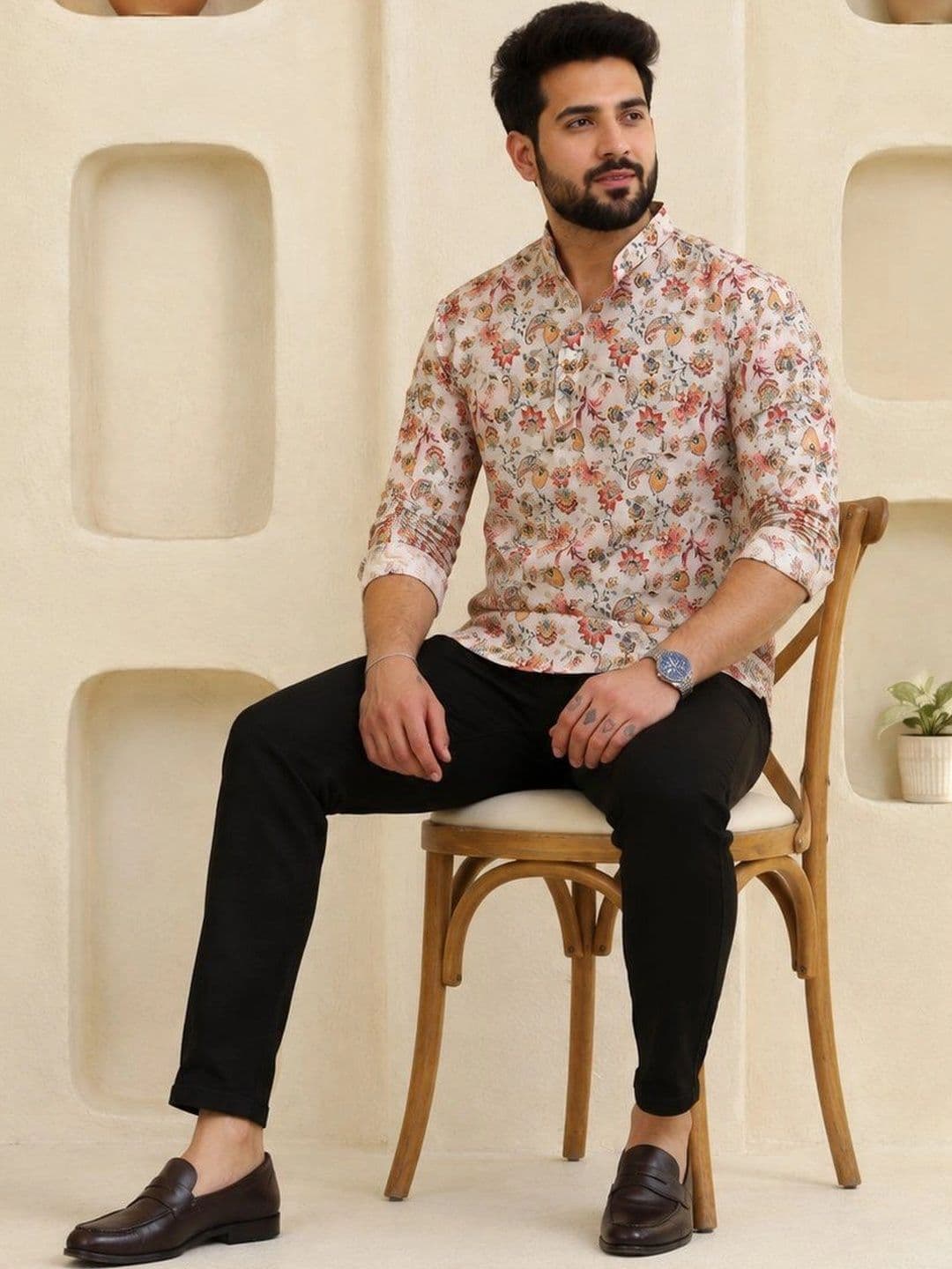 Anouk Men Floral Printed Floral Kurta thumbnail 6