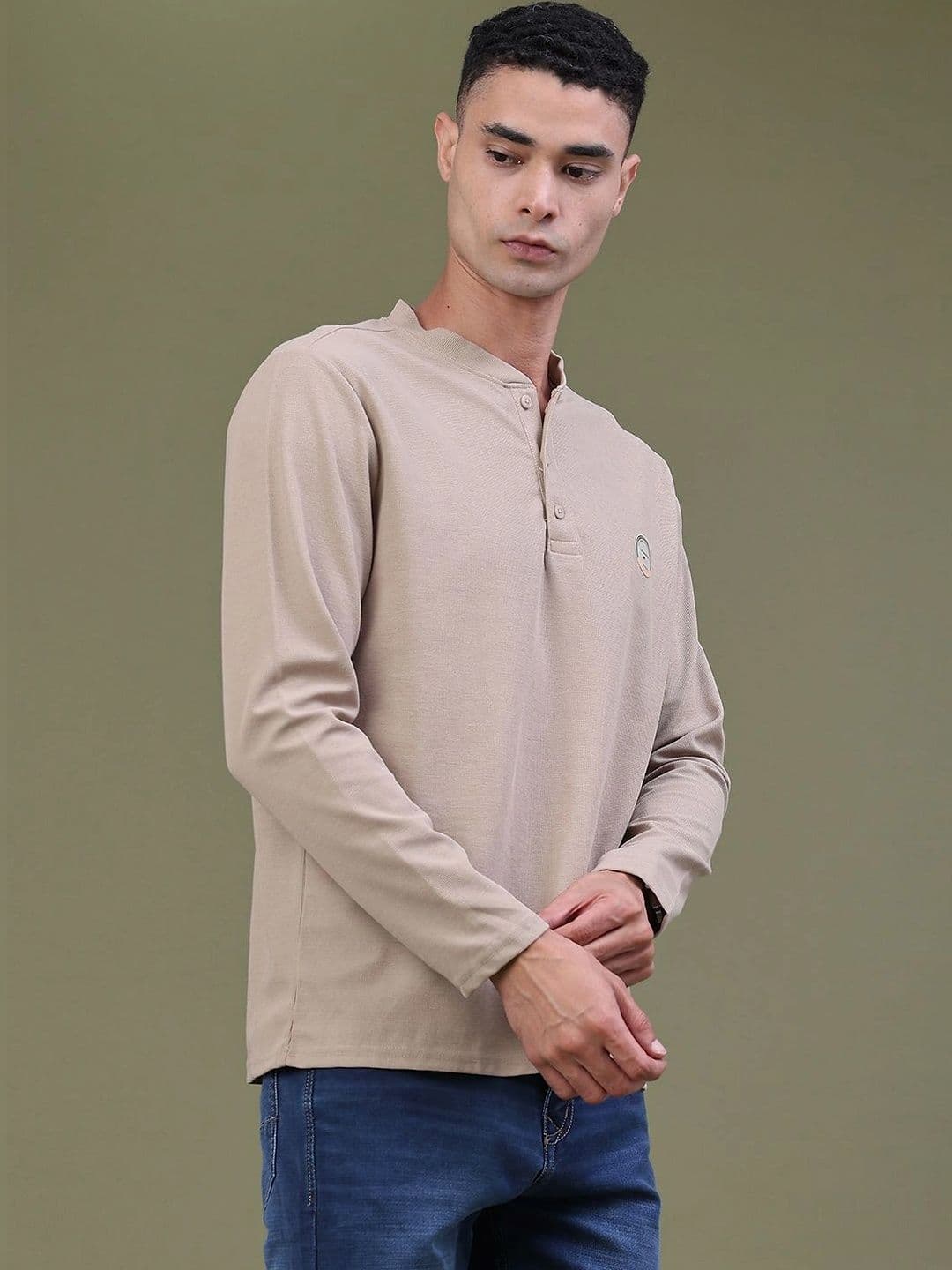 LIMEROAD Men Brand Logo Henley Neck T-shirt thumbnail 4