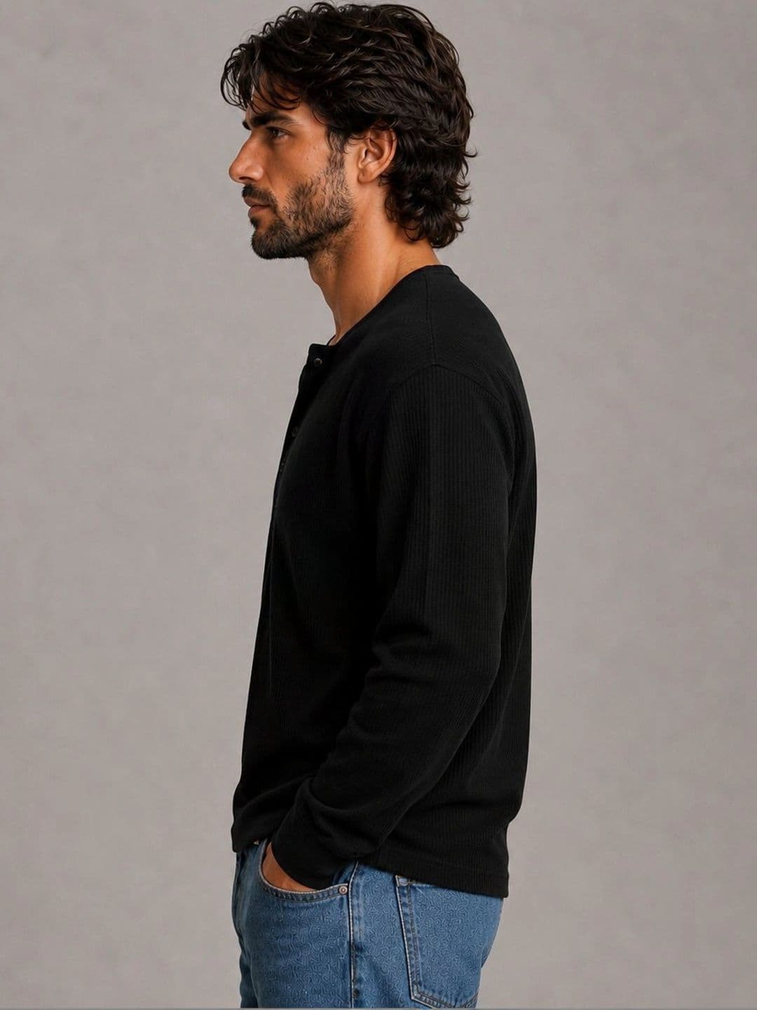 HOODLER Men Henley Neck T-shirt thumbnail 4
