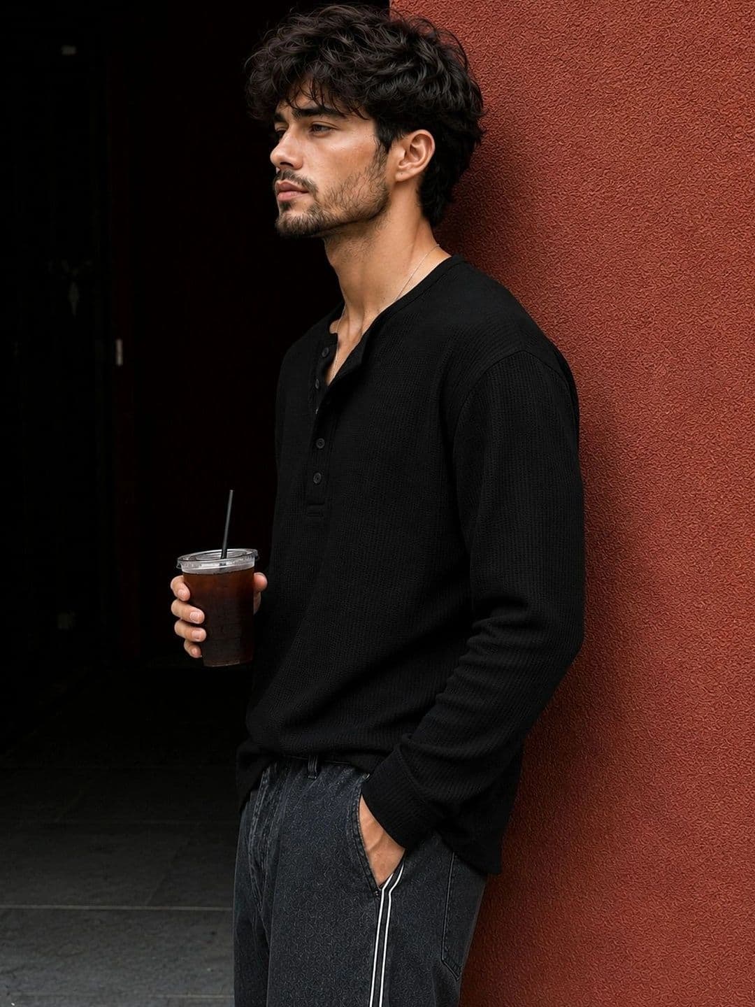 HOODLER Men Henley Neck T-shirt thumbnail 4