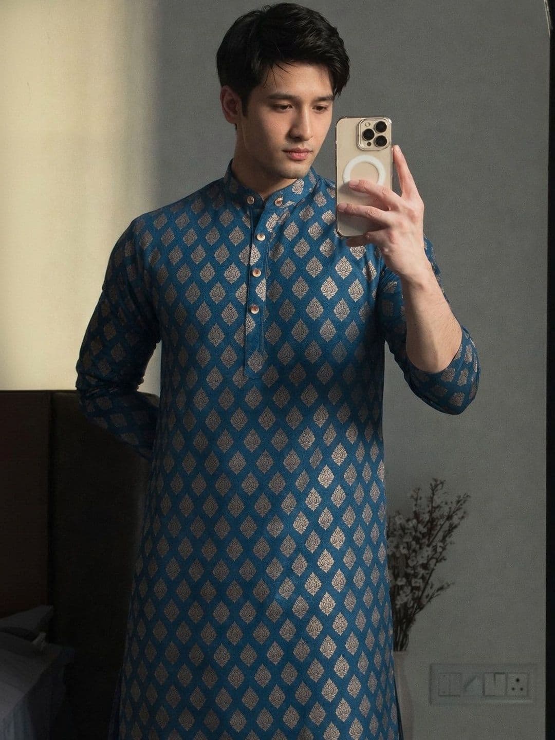 Anouk Printed Band Collar Straight Long Kurta thumbnail 5