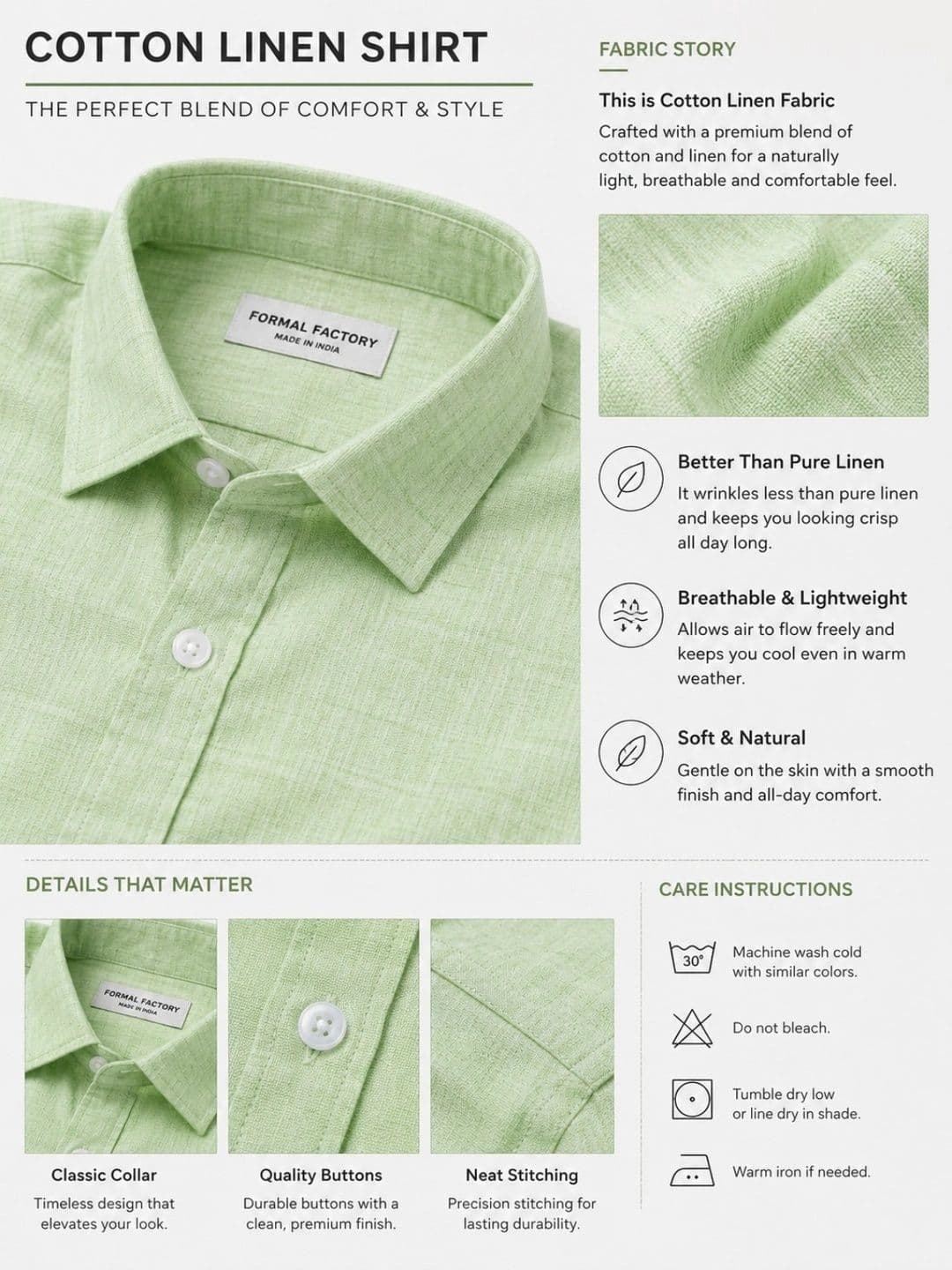 THE FORMAL FACTORY Men Classic Casual Shirt thumbnail 7