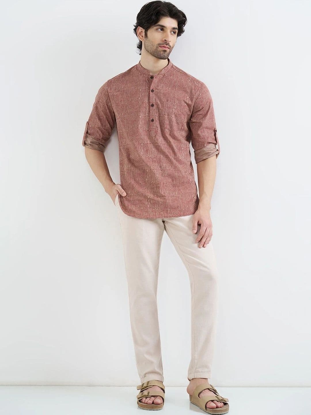 indus route by Pantaloons Men Geometric Printed Kurta thumbnail 2