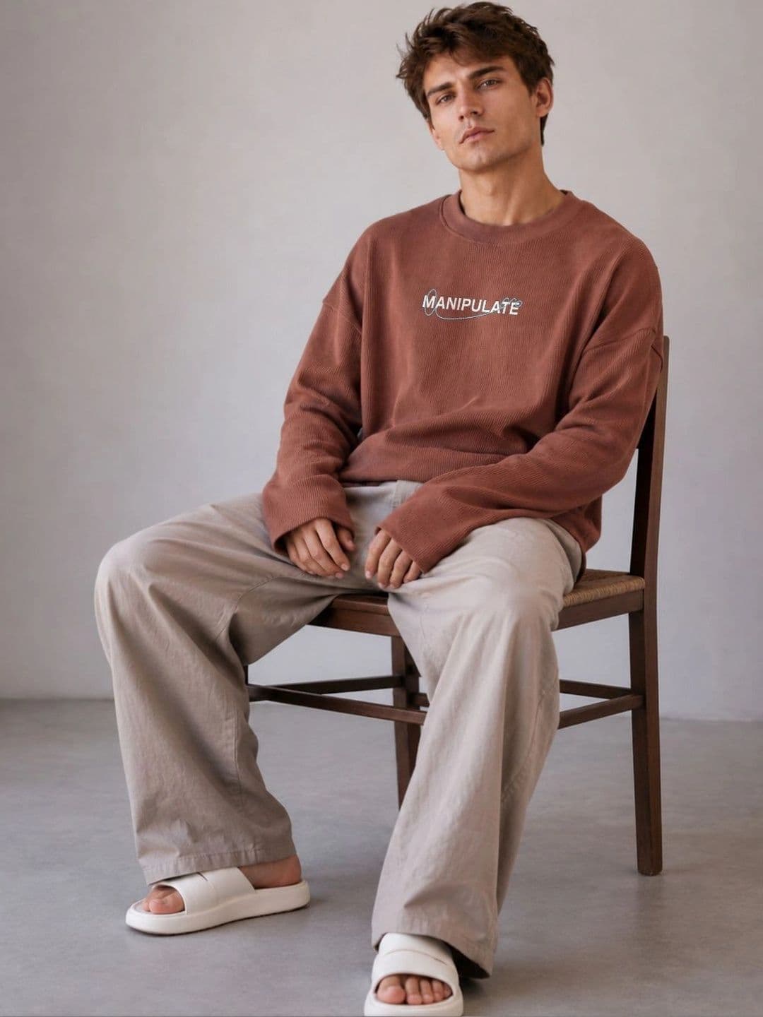 BRAHMOR Men Typography Drop-Shoulder Sleeves Boxy T-shirt thumbnail 4