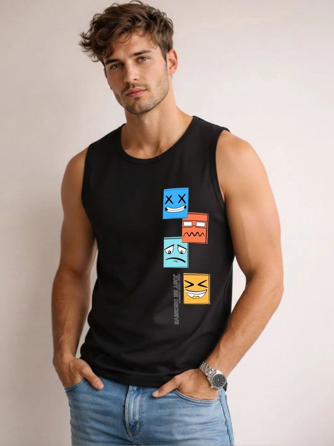 CRYPTIC Men Pack of 2  Sleeveless  Round Neck Casual   Printed T-shirt thumbnail 5