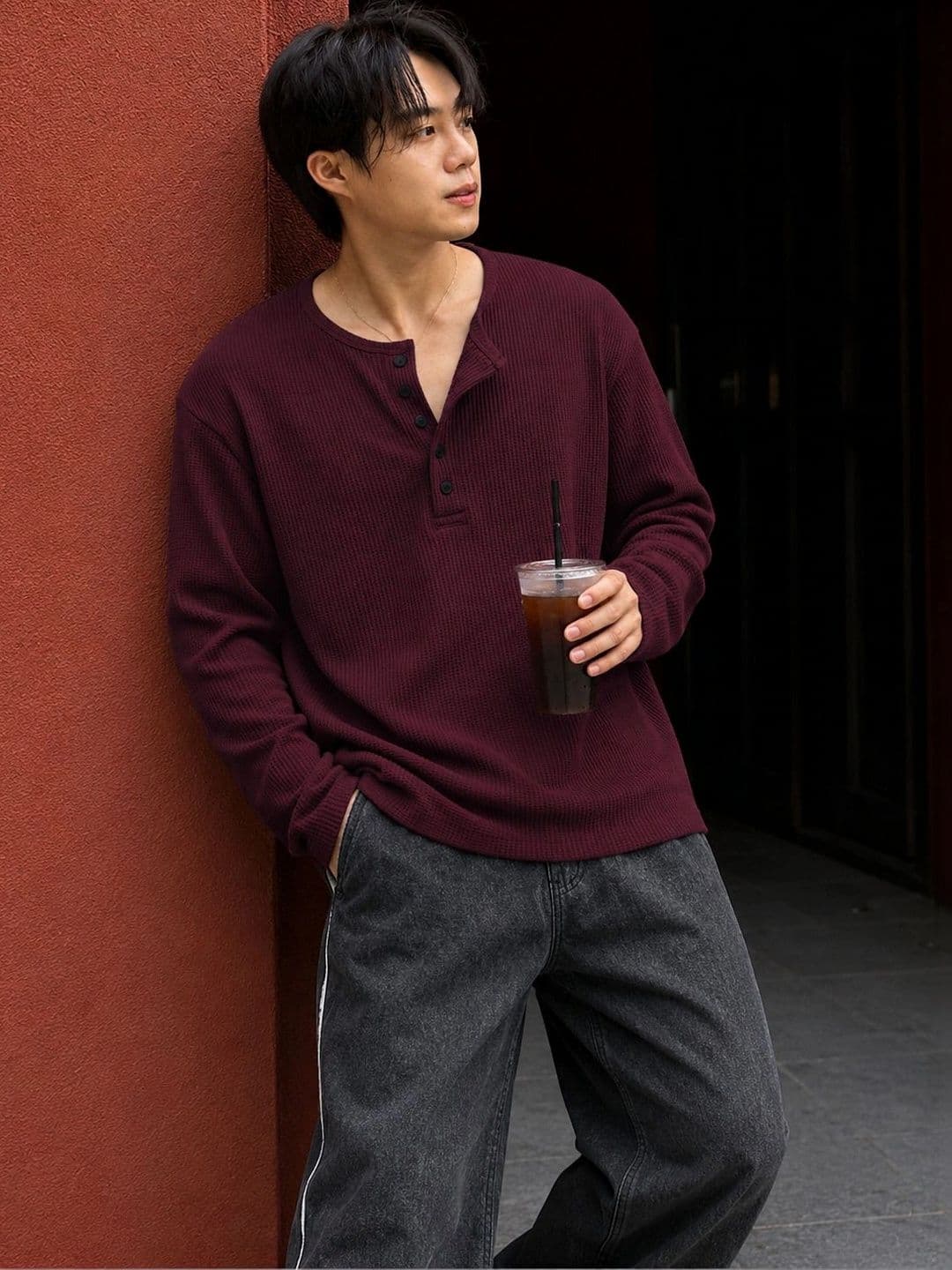 HOODLER Men Henley Neck T-shirt - view 1