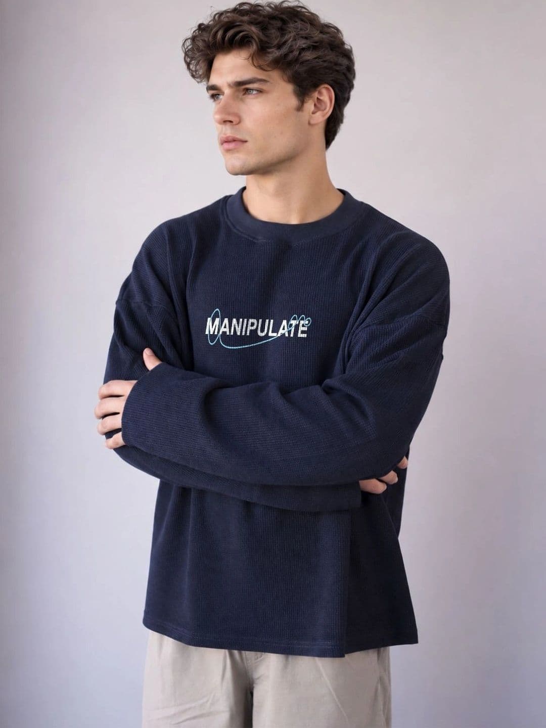 BRAHMOR Men Typography Drop-Shoulder Sleeves Boxy T-shirt thumbnail 2