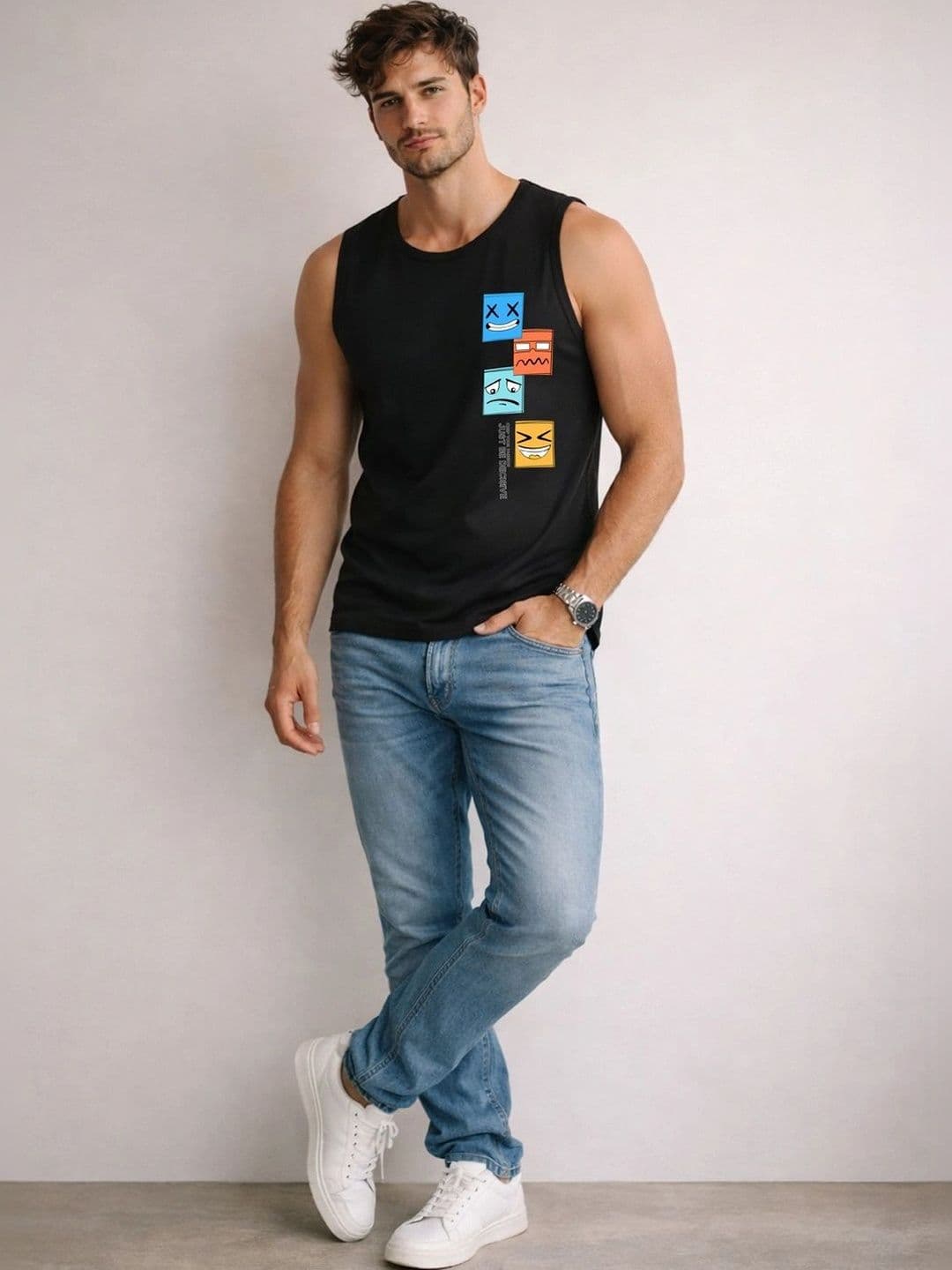 CRYPTIC Men Pack of 2  Sleeveless  Round Neck Casual   Printed T-shirt thumbnail 6