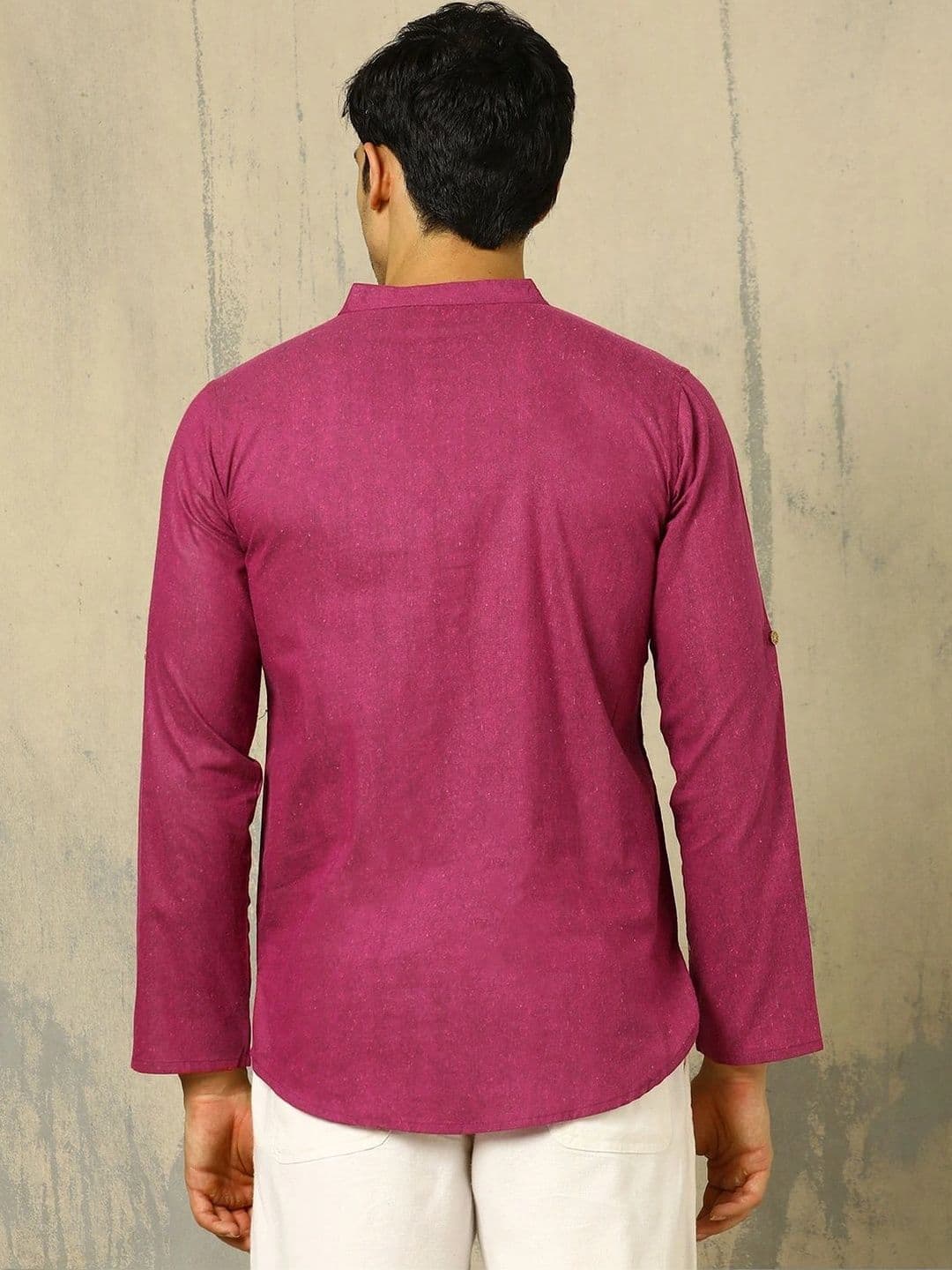 Anouk Woven Design Solid Cotton Handloom Mandarin Collar Short Kurta thumbnail 6