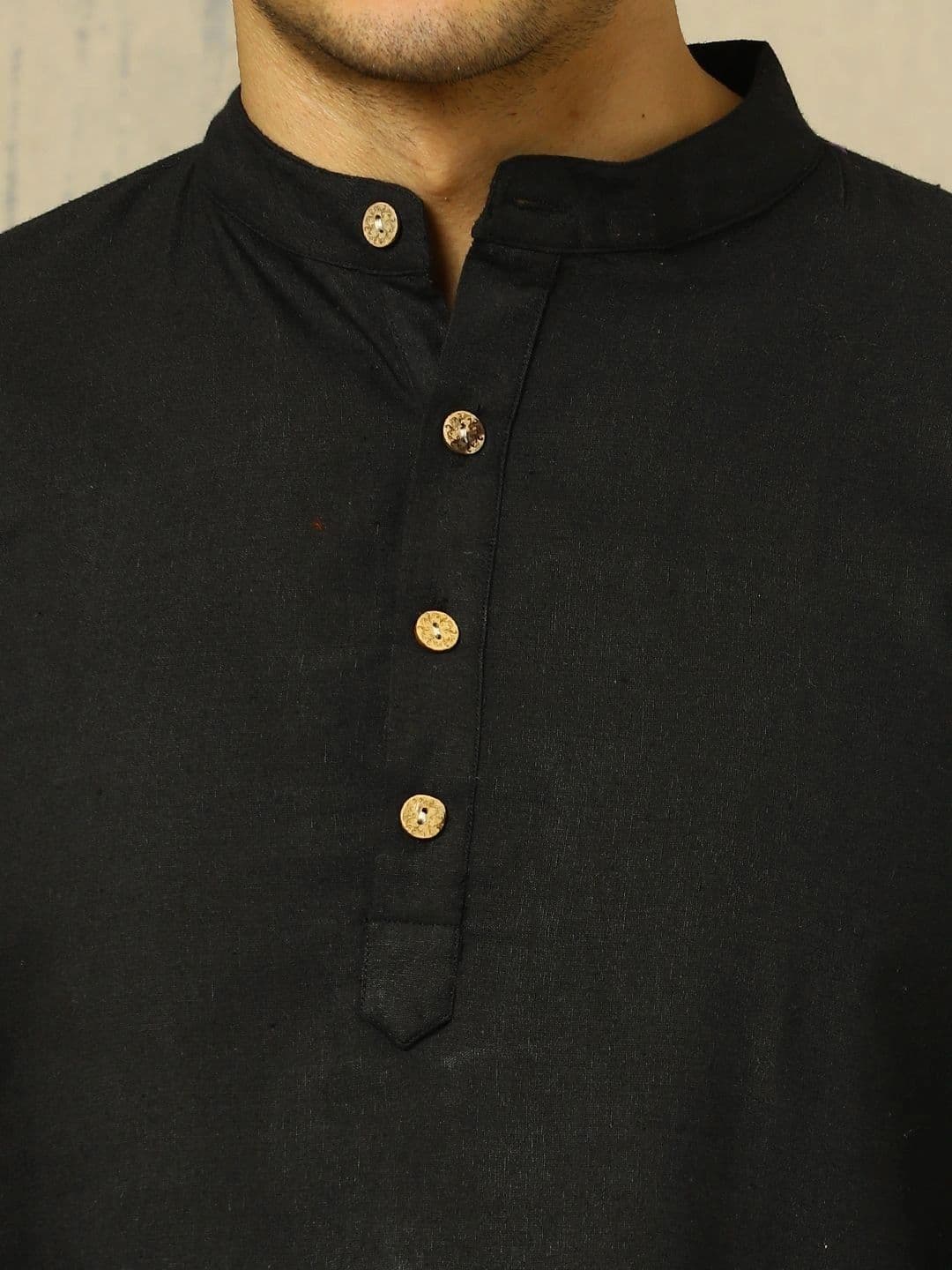 Anouk Woven Design Solid Cotton Handloom Mandarin Collar Short Kurta thumbnail 6