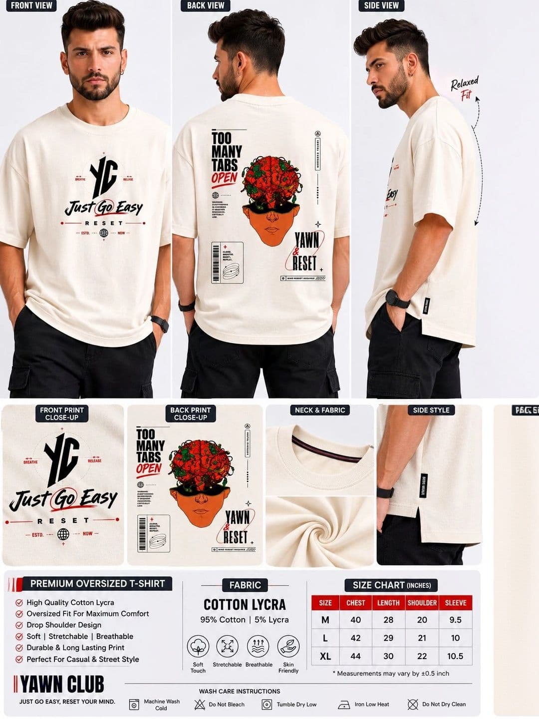 HIMYUG Men Printed Drop-Shoulder Sleeves T-shirt thumbnail 2