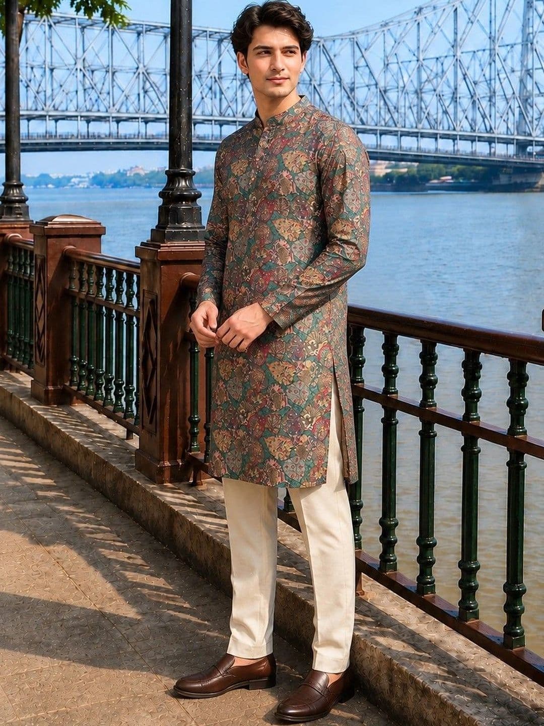 SOURAGYA Men Ethnic Motifs Printed Indie Prints Kurta thumbnail 2