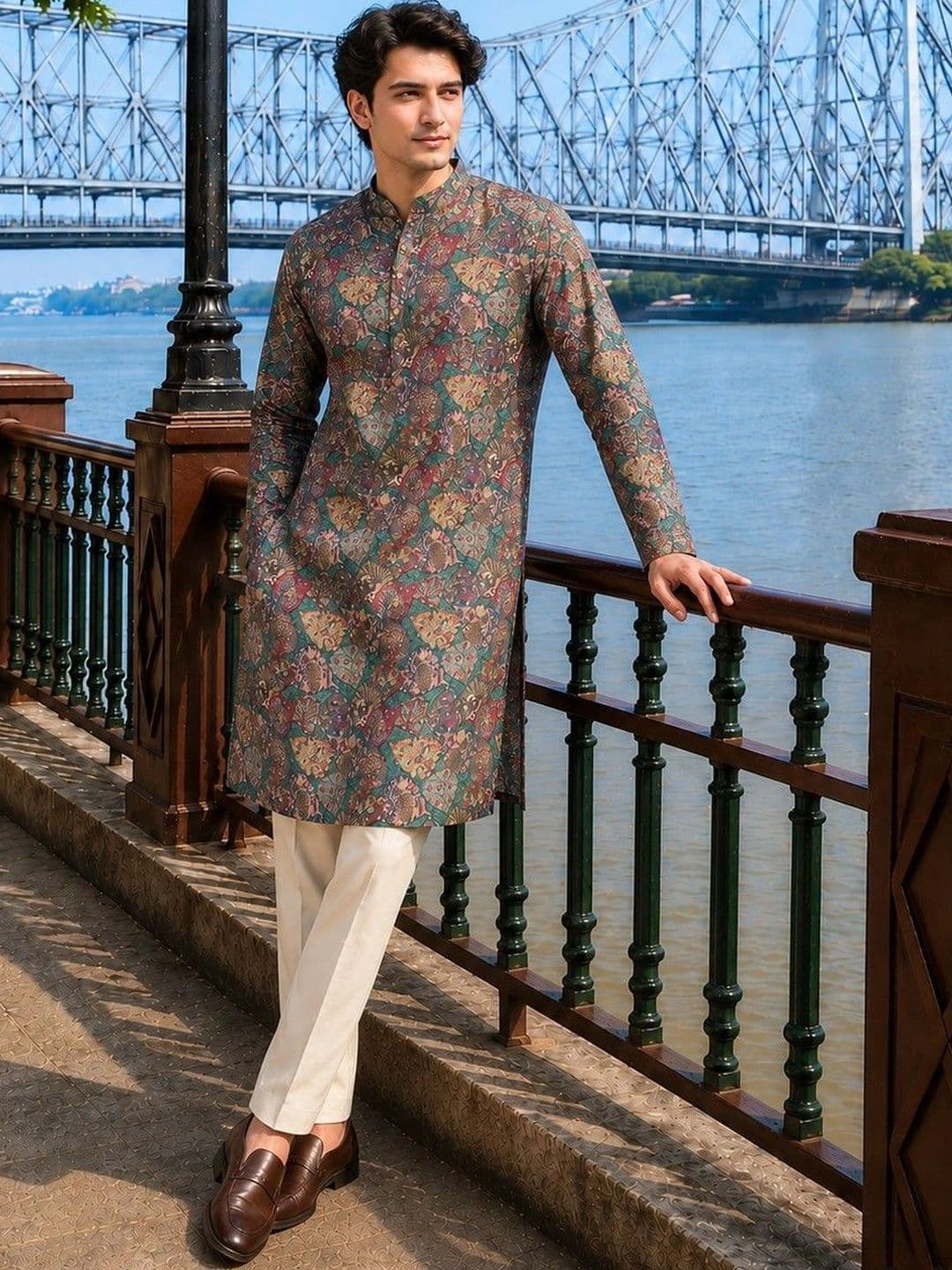 SOURAGYA Men Ethnic Motifs Printed Indie Prints Kurta thumbnail 5