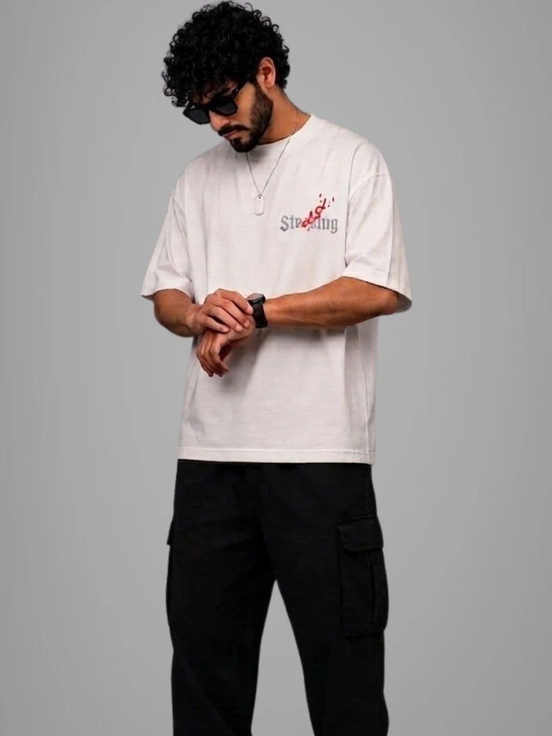 HIROX Men Printed Drop-Shoulder Sleeves T-shirt thumbnail 4