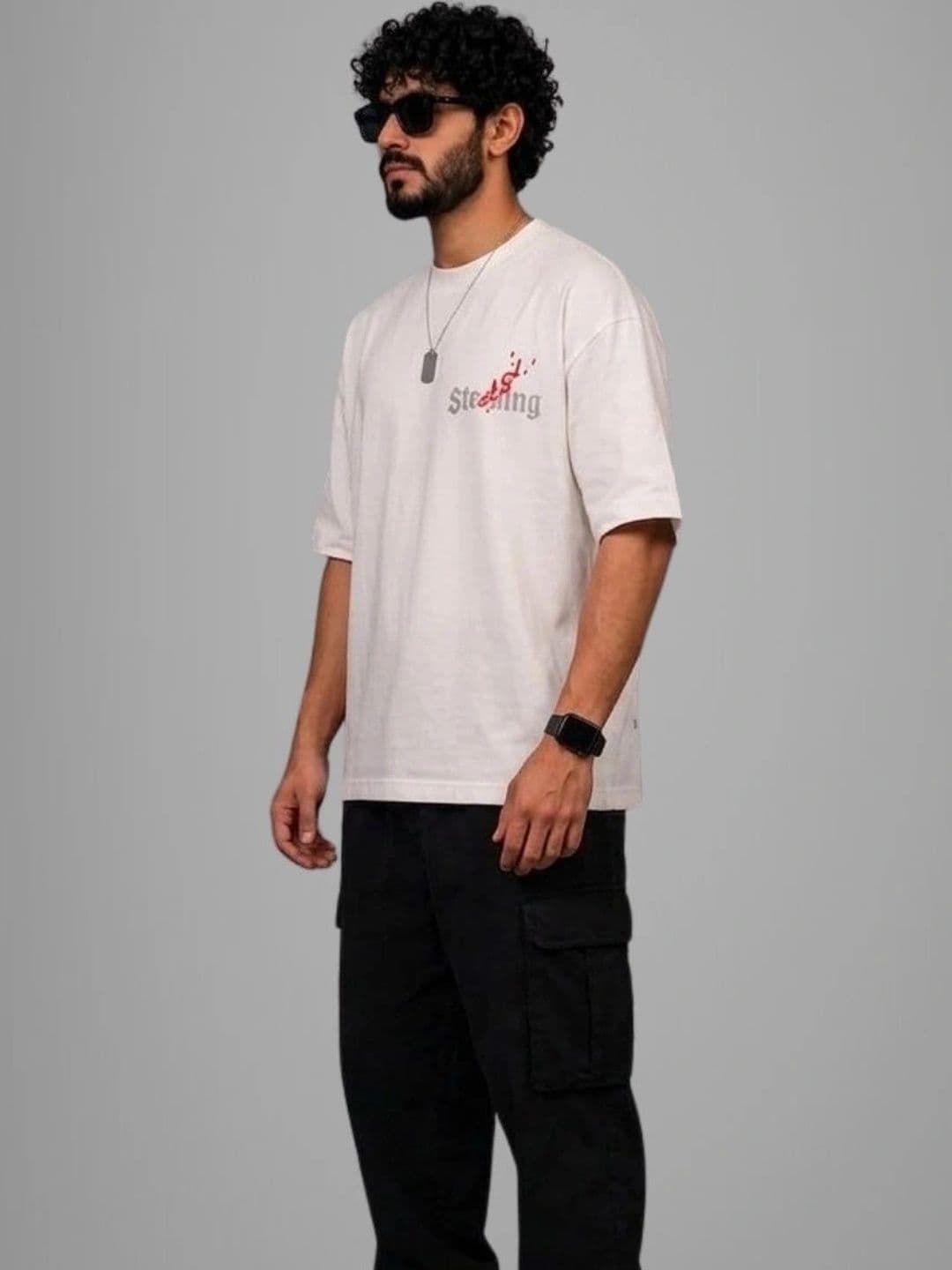 HIROX Men Printed Drop-Shoulder Sleeves T-shirt thumbnail 3