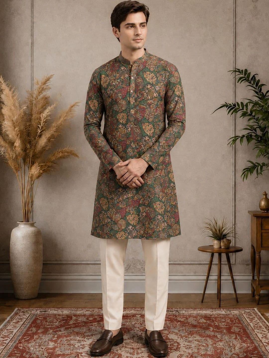 House of Pataudi Men Paisley Printed Kurta - view 1