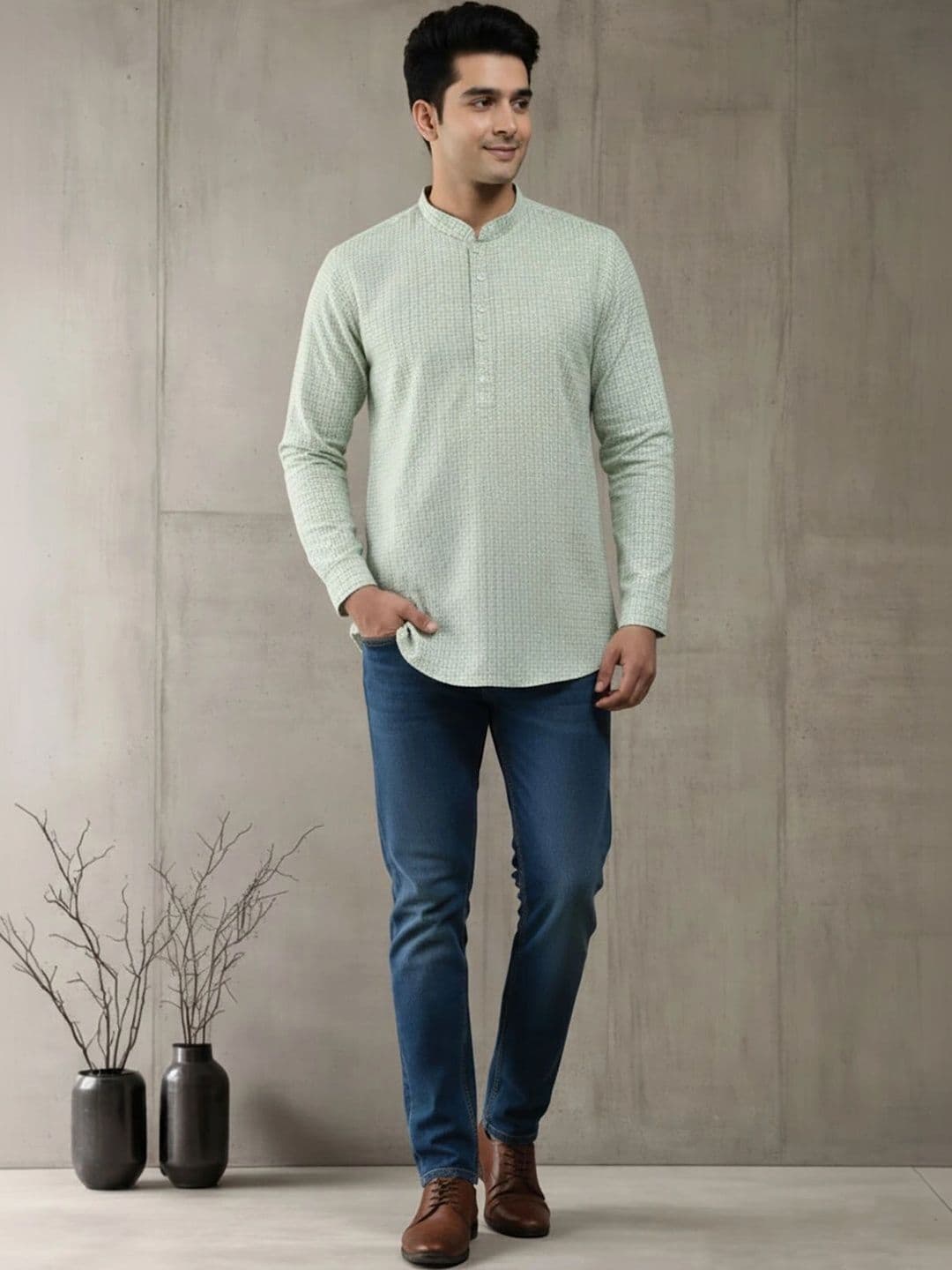 Anouk Men Checked Kurta thumbnail 3