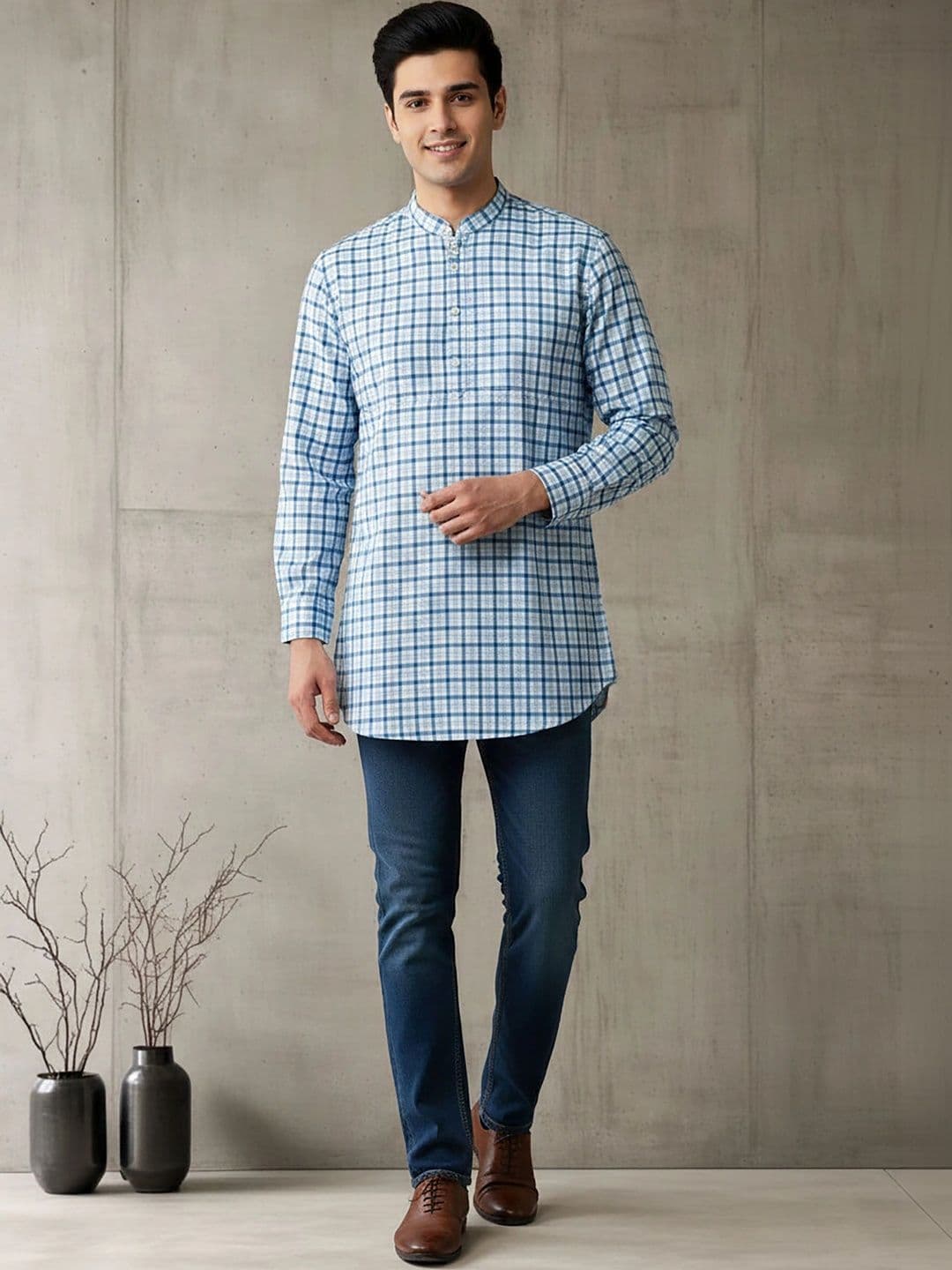 Anouk Men Checked Kurta - view 1