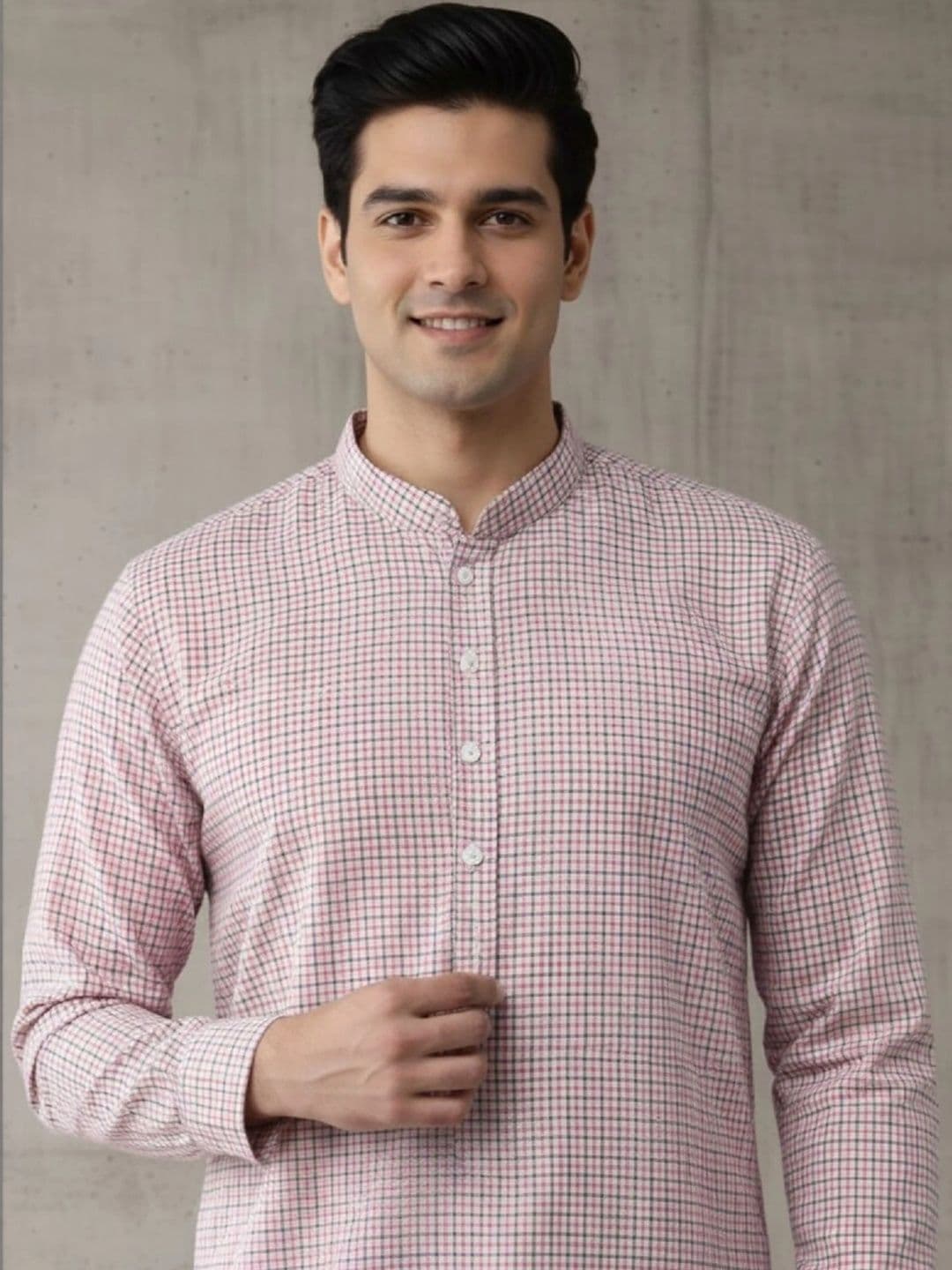 Anouk Men Checked Kurta thumbnail 7