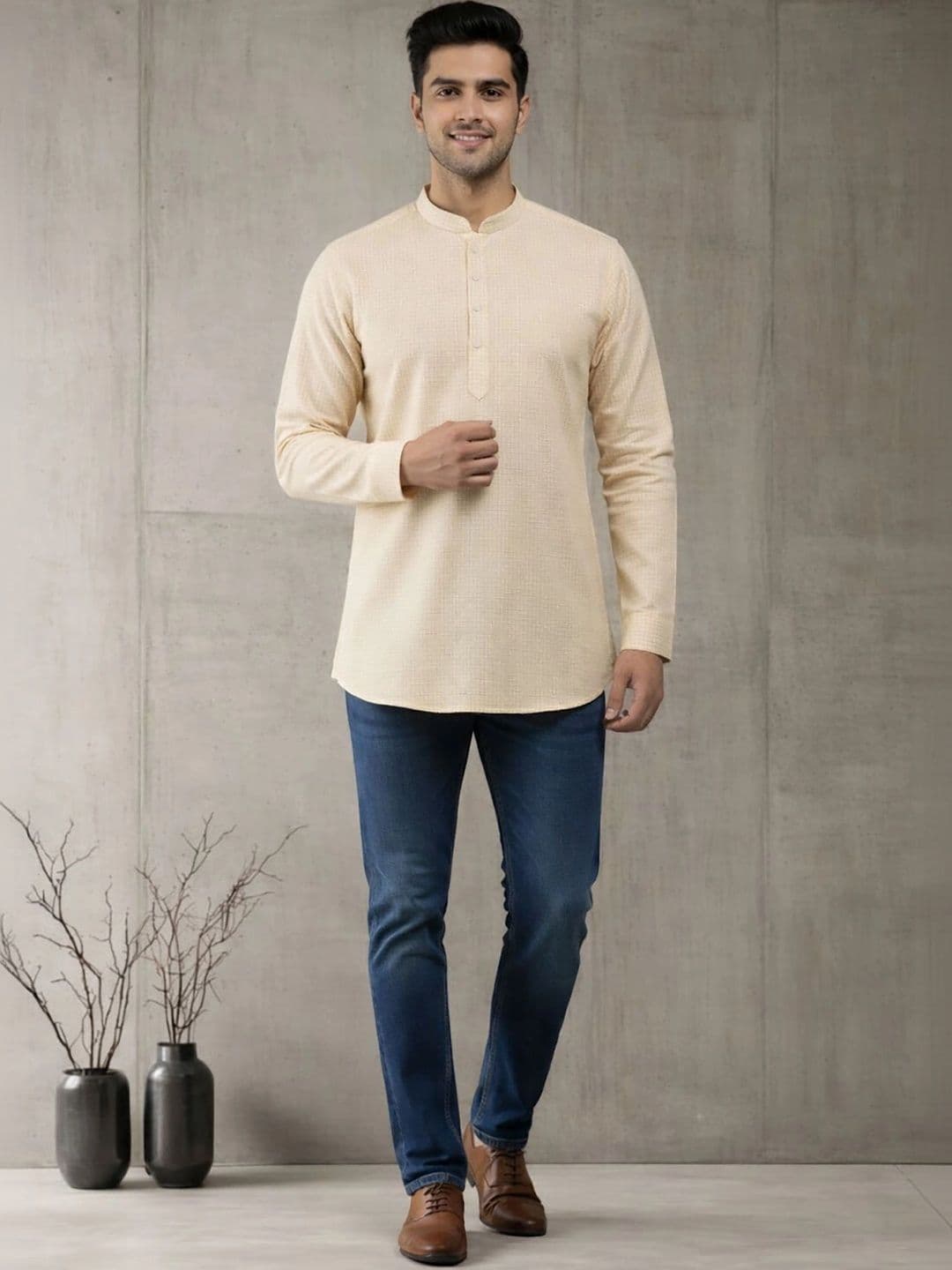 Anouk Men Checked Kurta thumbnail 3