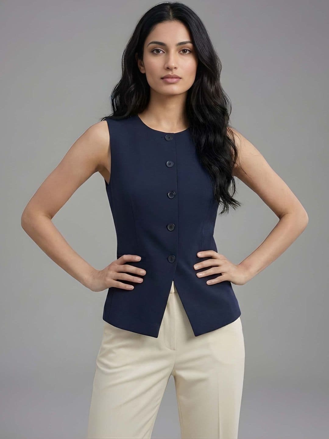 The Roadster Lifestyle Co. Sleeveless Slim Fit Waistcoat thumbnail 3