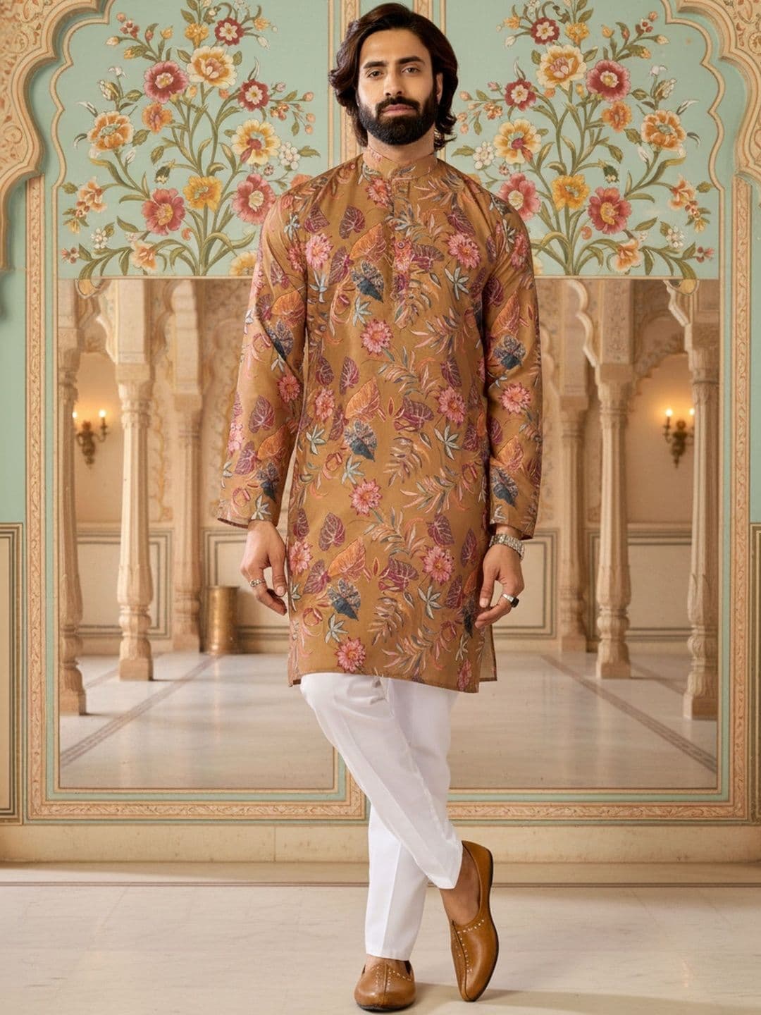 RANGRAAG Men Floral Printed Floral Kurta thumbnail 5