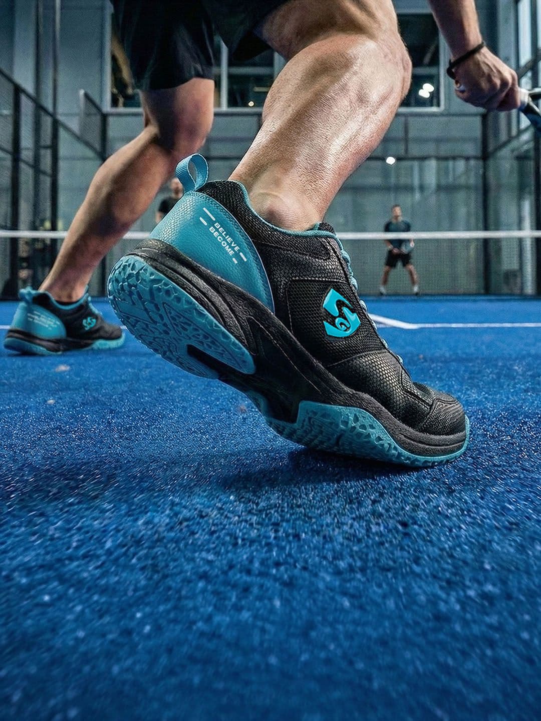 SG Court Pro Shoes Black-Cyan best for Badminton, Pickleball & Tennis Shoes thumbnail 7