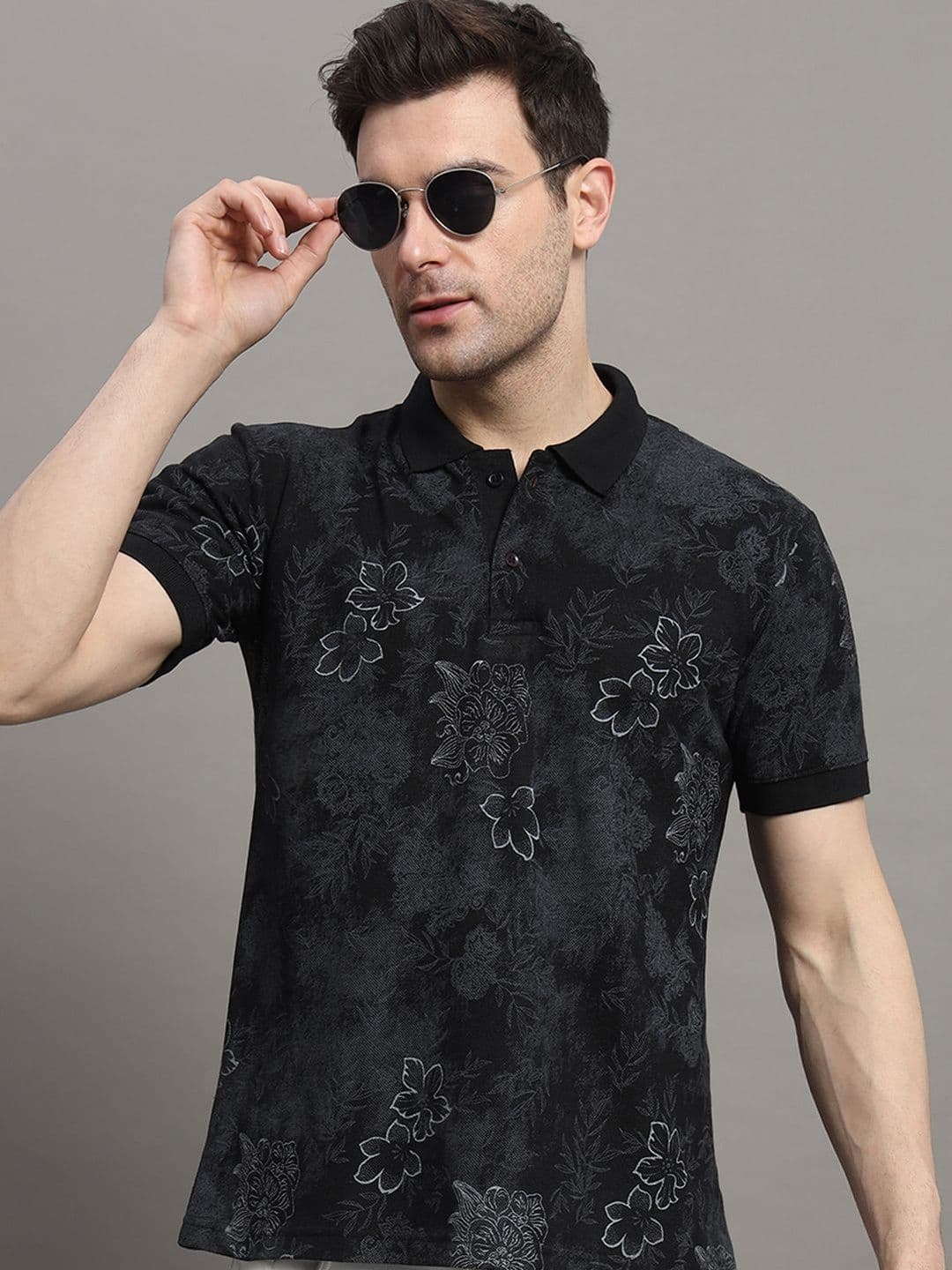 SZN Men Floral Printed Polo Collar T-shirt thumbnail 4