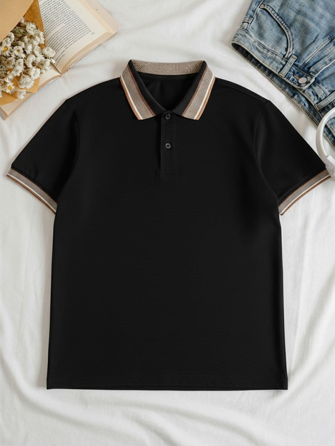 Leotude Men Polo Collar Short Sleeves Cotton T-shirt thumbnail 4
