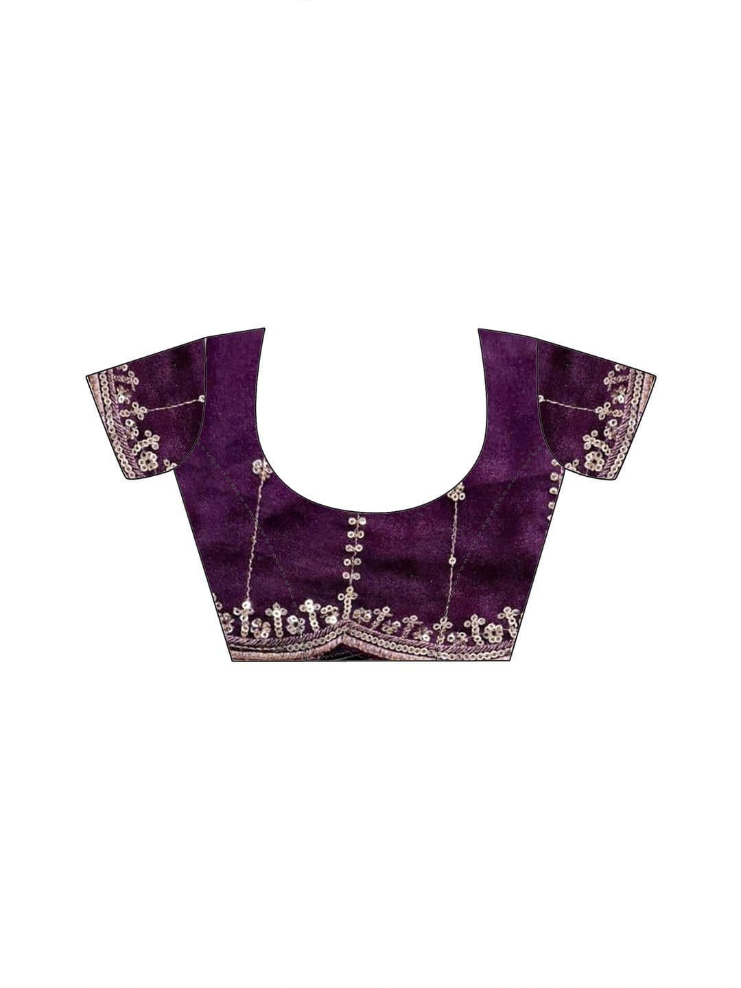 Satrani Embellished Sequinned Saree With Designer Blouse thumbnail 7