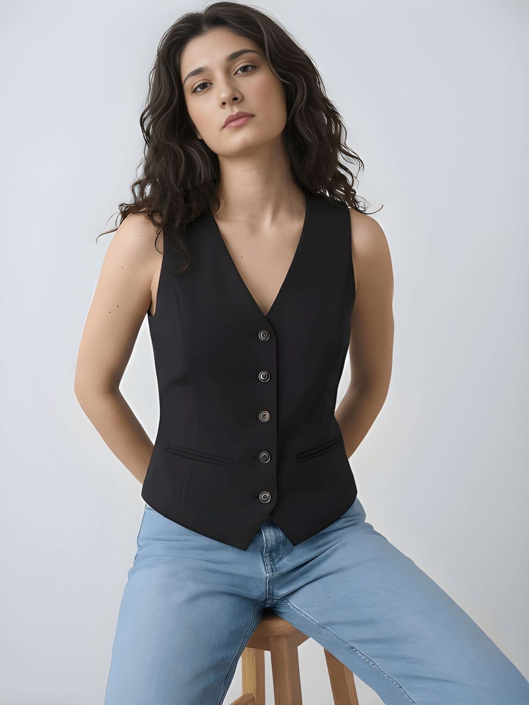 The Roadster Lifestyle Co V-Neck Sleeveless Slim Fit Waistcoat thumbnail 6