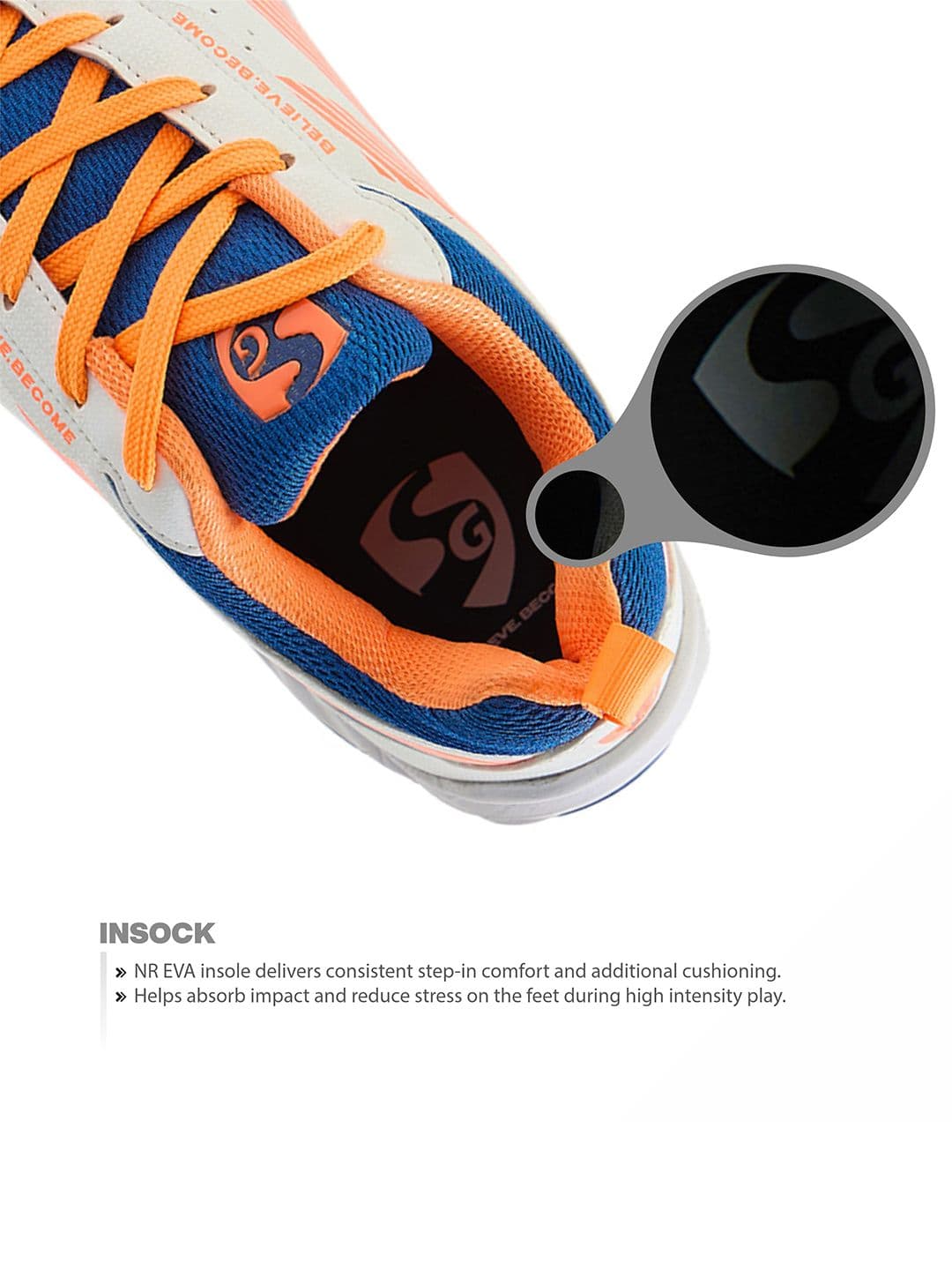 SG Ease White-Orange All-court shoes best for Badminton Pickleball & Tennis Shoes thumbnail 6
