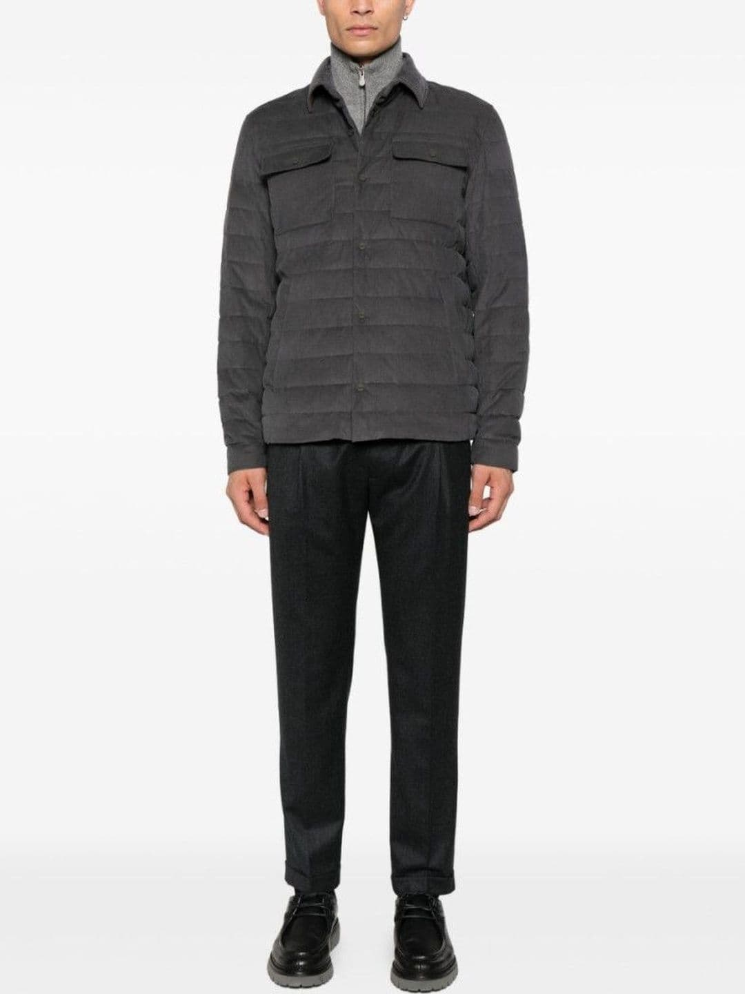 Herno Grey Quilted Jacket thumbnail 3