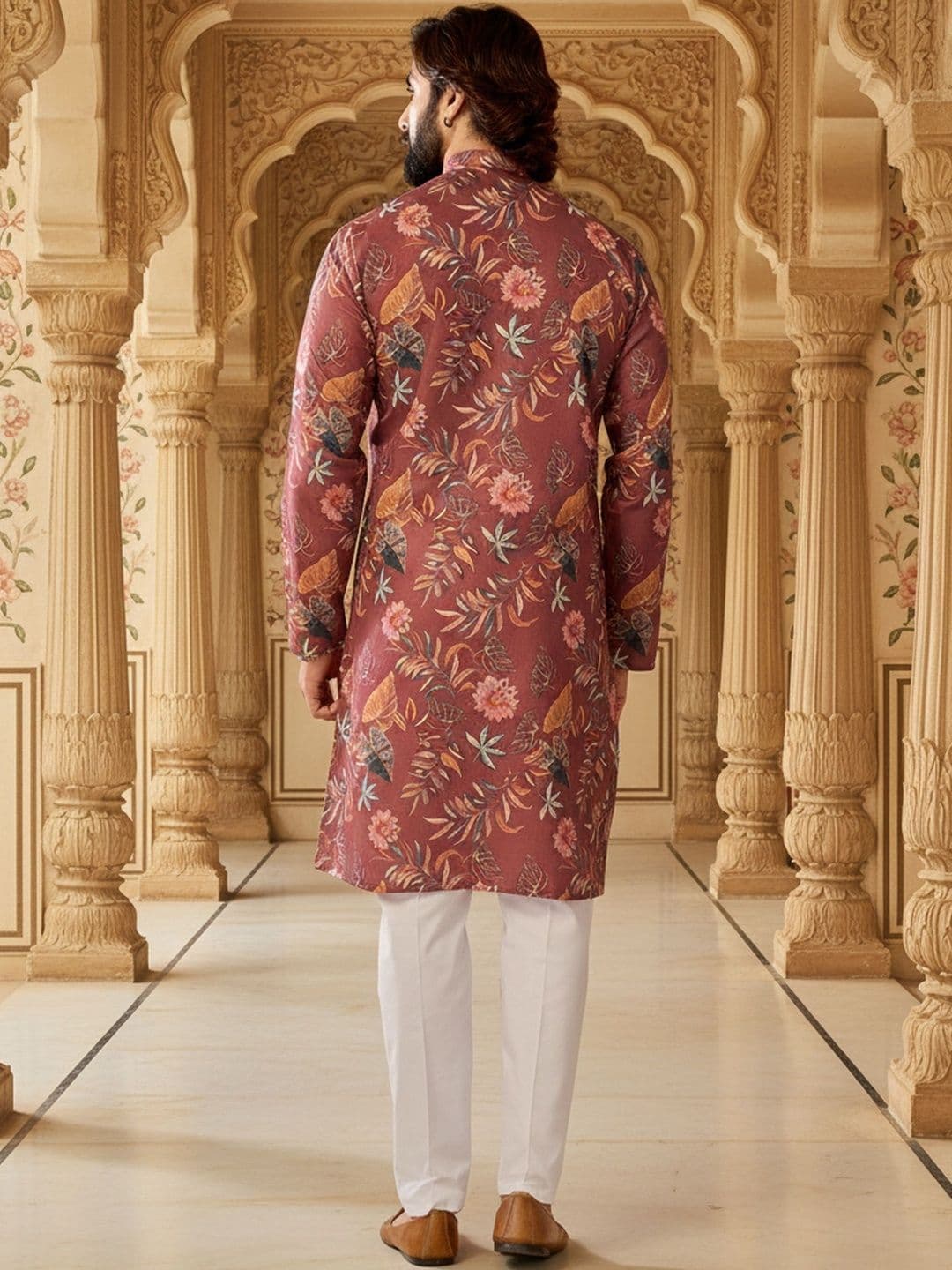 RANGRAAG Men Floral Printed Kurta thumbnail 2