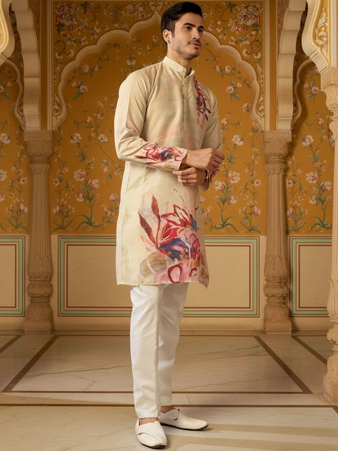 RANGRAAG Men Floral Printed Floral Kurta thumbnail 4