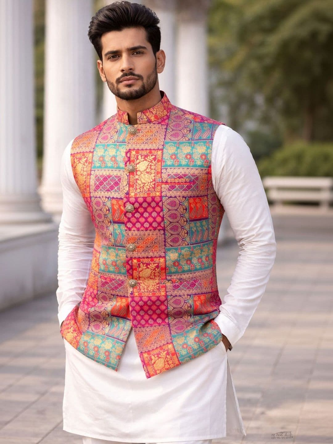 MODERN MUGHALS Woven Design Nehru Jackets thumbnail 4