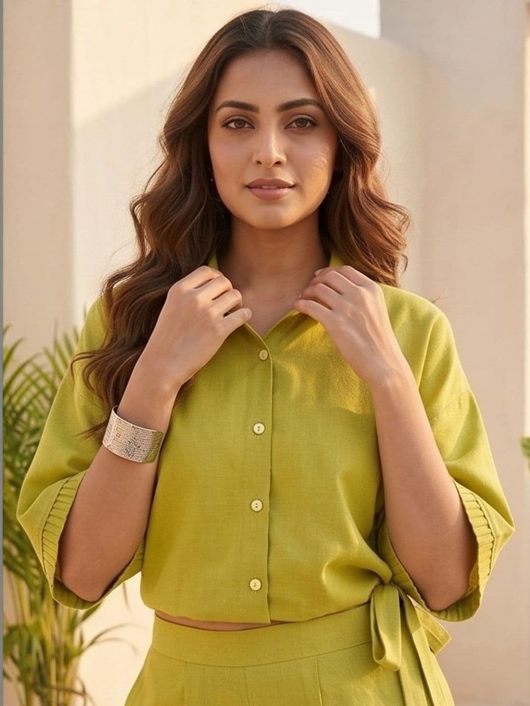 Varanga Solid Shirt with Trousers thumbnail 2