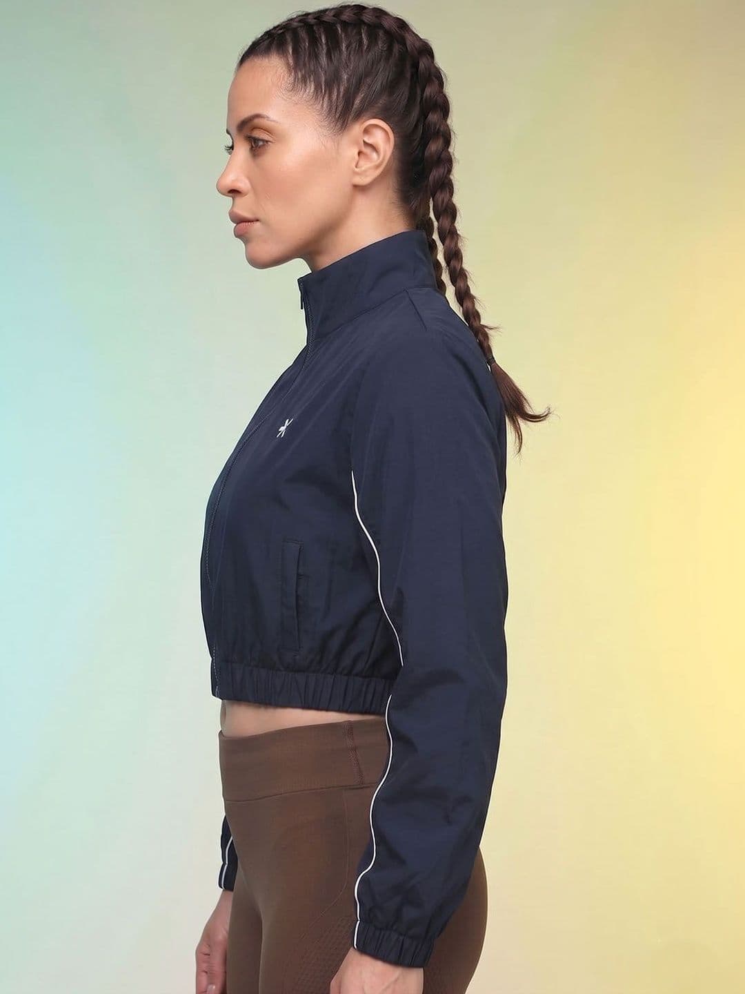 HRX by Hrithik Roshan Women Training or Gym Sporty Jacket Wth Embroidered thumbnail 4
