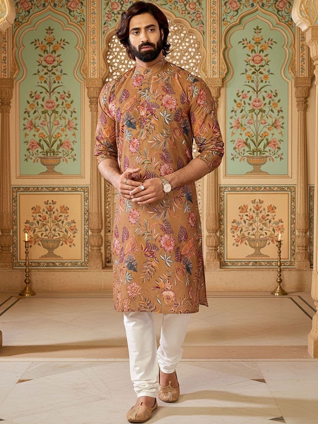 RANGRAAG Men Floral Printed Floral Kurta thumbnail 3