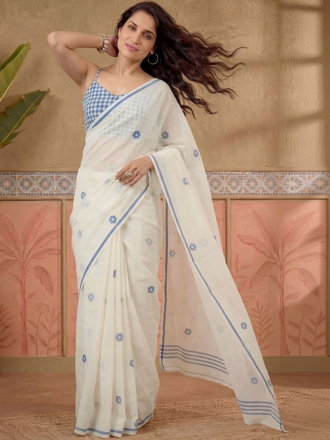 Sangria Printed Chanderi Ready to Wear Saree Blouse Piece thumbnail 6