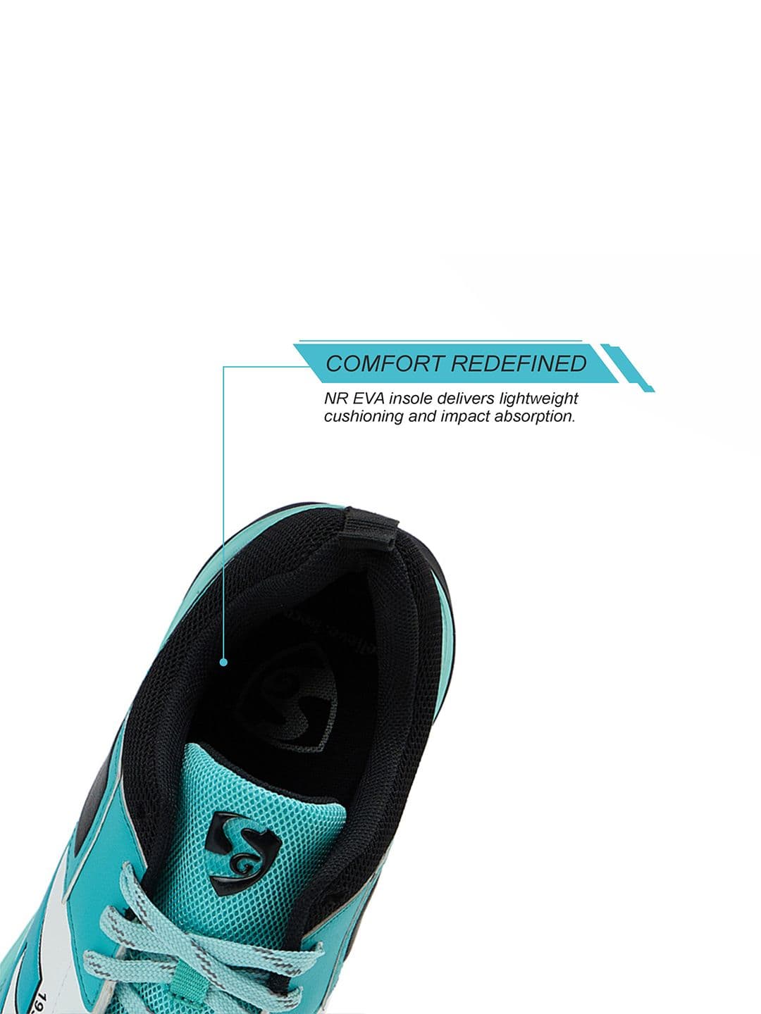 SG Impact Cricket Shoes White-Arctic Teal - Durable Breathable Performance Design thumbnail 2