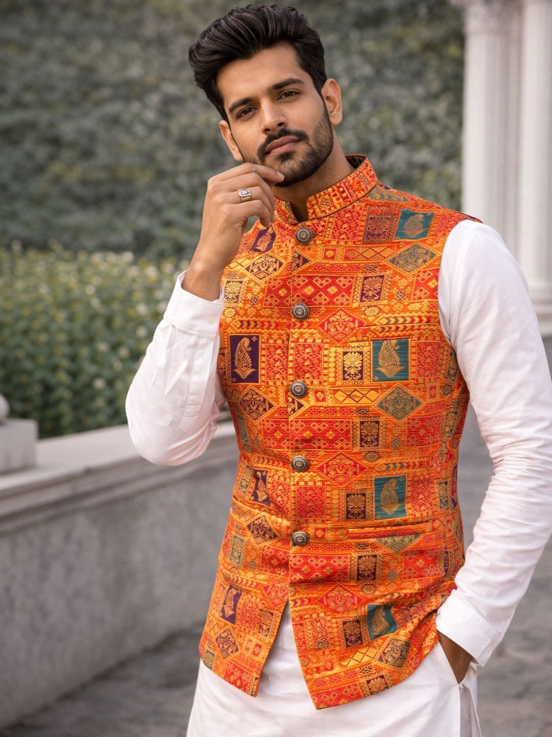 MODERN MUGHALS Woven Design Nehru Jackets - view 1