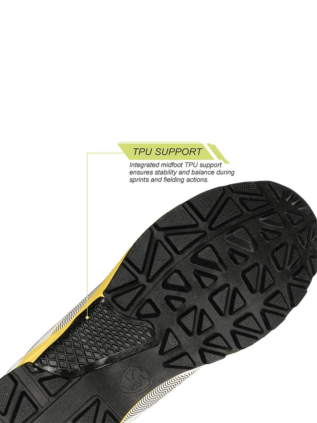 SG Blazer Cricket Shoes White-Yellow - High Performance Comfort & Stability thumbnail 6