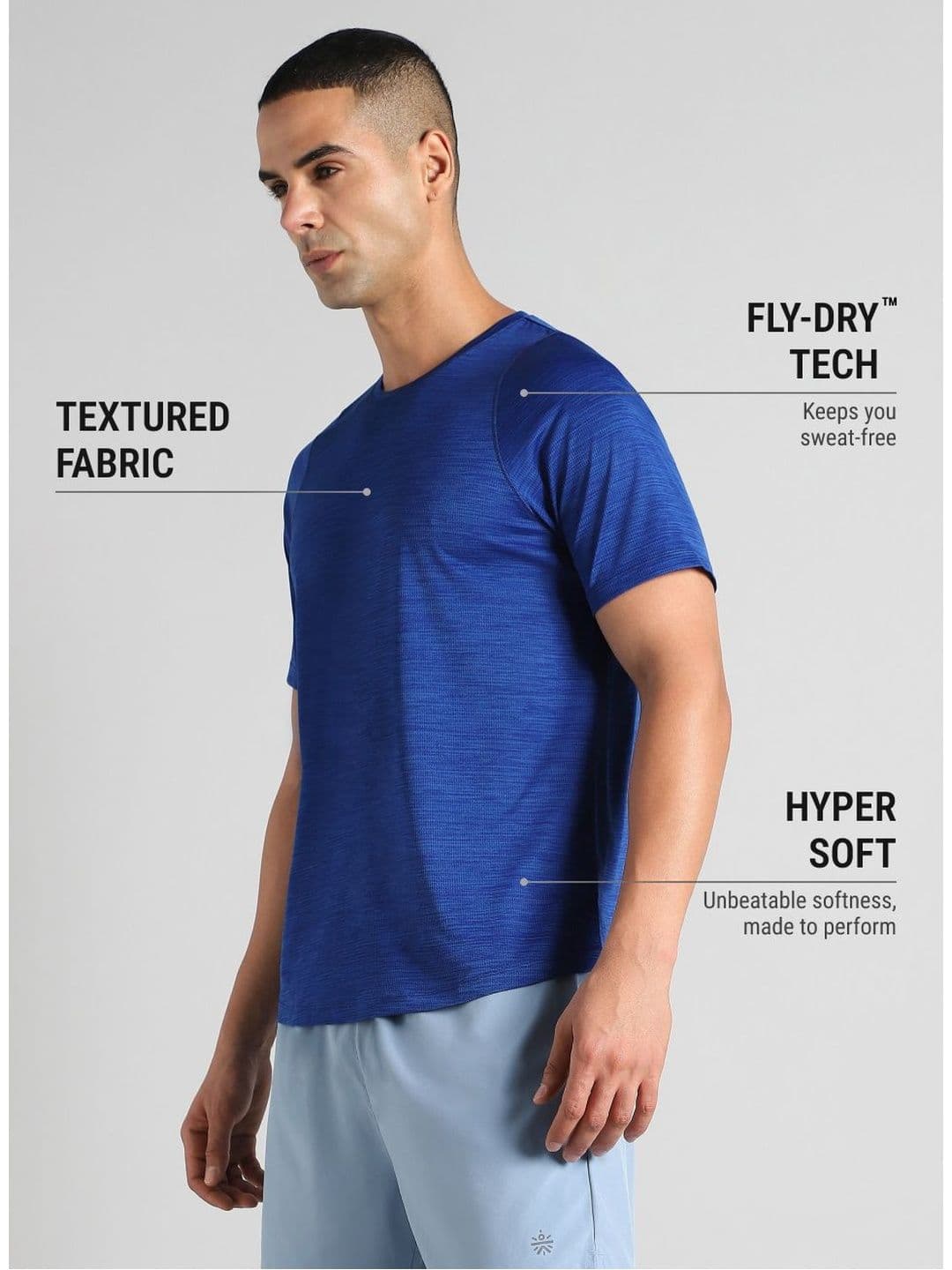 CULT Men's Blue Training Elevate Sculpt T-shirt thumbnail 4